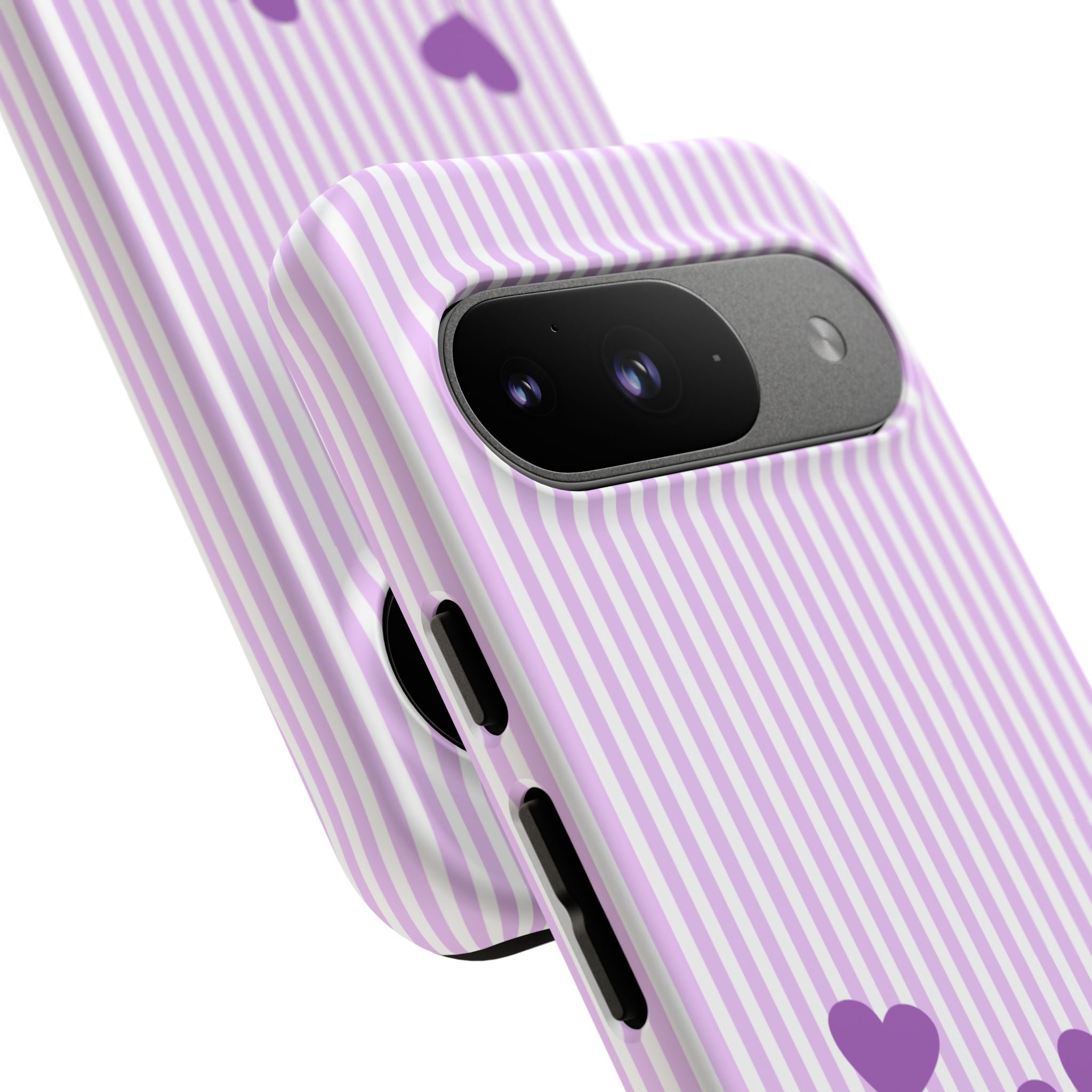 Galentines Day Striped hearts phone case, Purple Heart Floral Stripe Iphone case | Tough Cases - Iphone, Samsung and Pixel Mobile cases