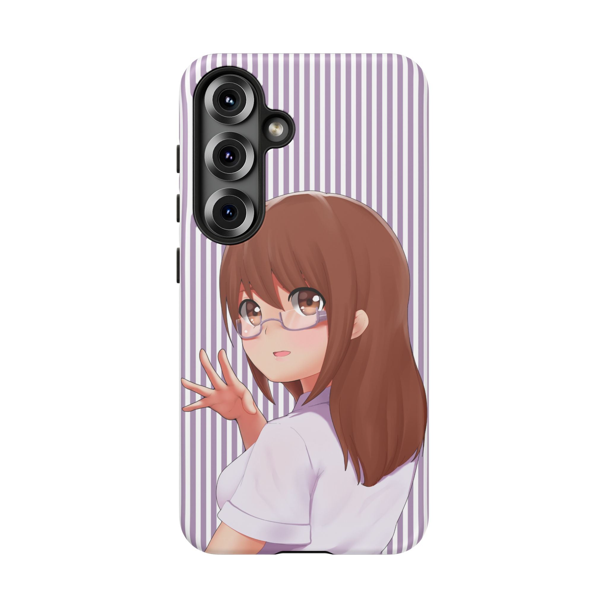 Galentines Day Striped lines mobile case, Glasses Anime Girl Stripe Iphone case | Tough Cases - Iphone, Samsung and Pixel Mobile cases