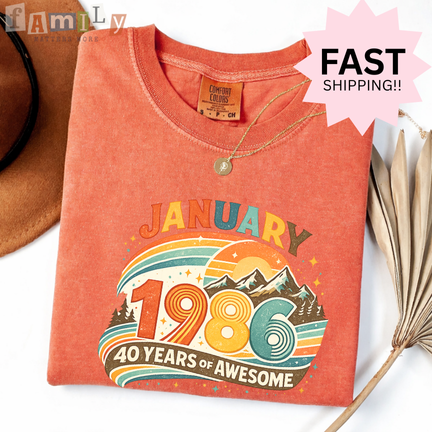 40th Birthday Retro Tshirt, 1986 Birthday Sweatshirt Gift, 40 Years Bday Number Hoodie for Women / Men, Forties Bday Tee For Wife Or Husband