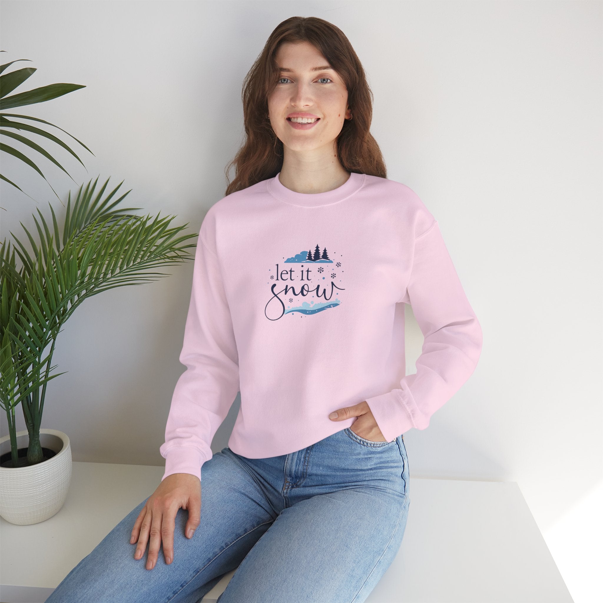 Let It Snow Sweatshirt Hoodie, Winter Lover Pullover, Snowflake Pine Trees Design, Cozy Unisex Adult & Youth Winter Gift, Christmas Season Top