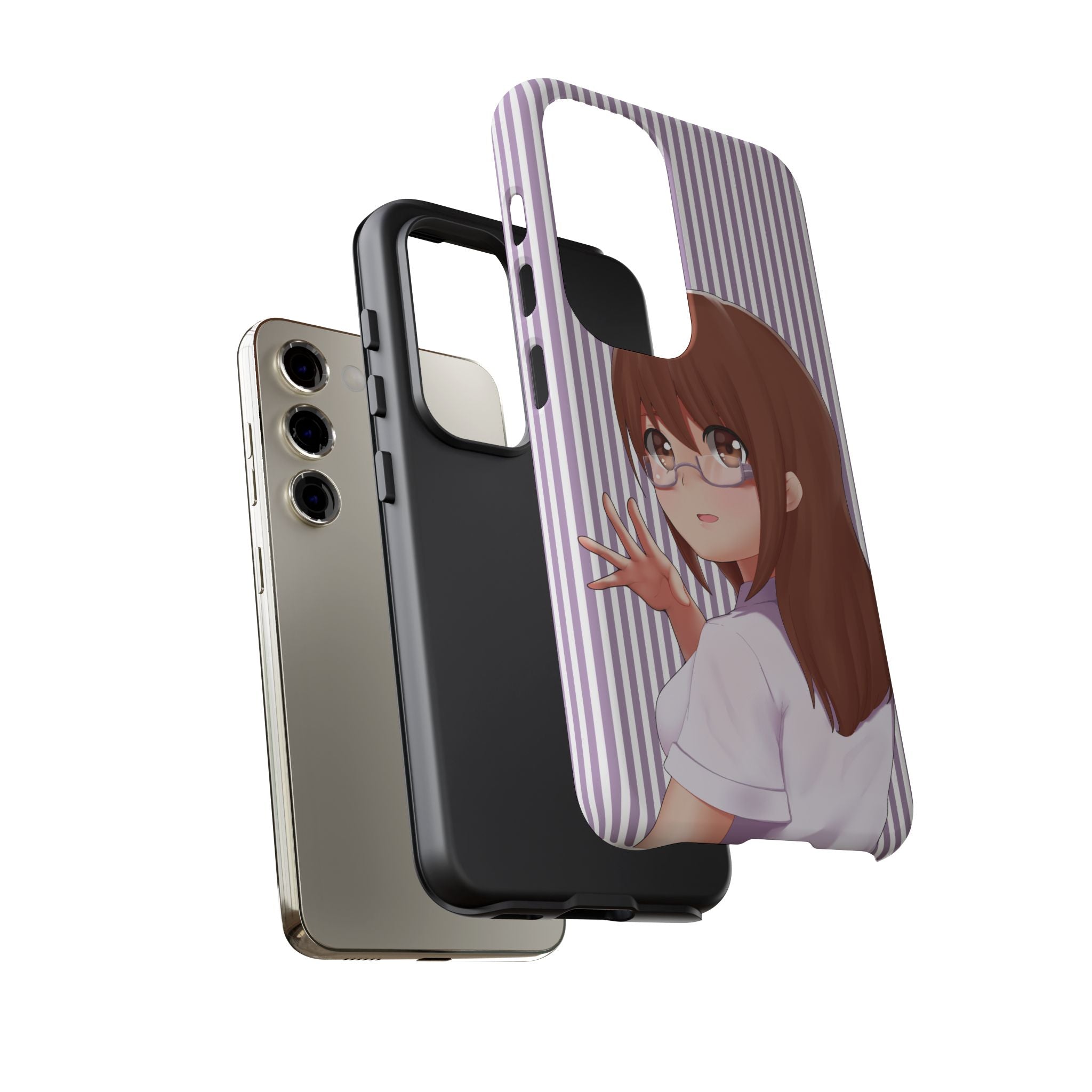 Galentines Day Striped lines mobile case, Glasses Anime Girl Stripe Iphone case | Tough Cases - Iphone, Samsung and Pixel Mobile cases