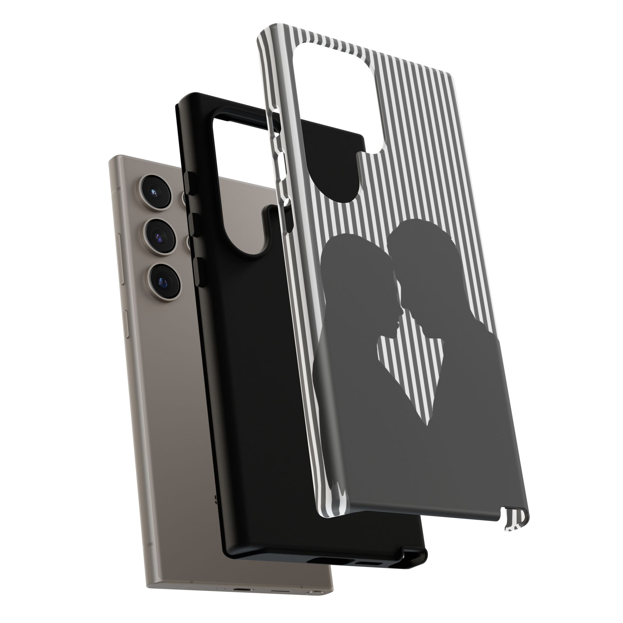 Silhouette Couple Phone Case | Galentines Day Striped Black and white phone case, Stripe Iphone case - Iphone, Samsung and Pixel Mobile case