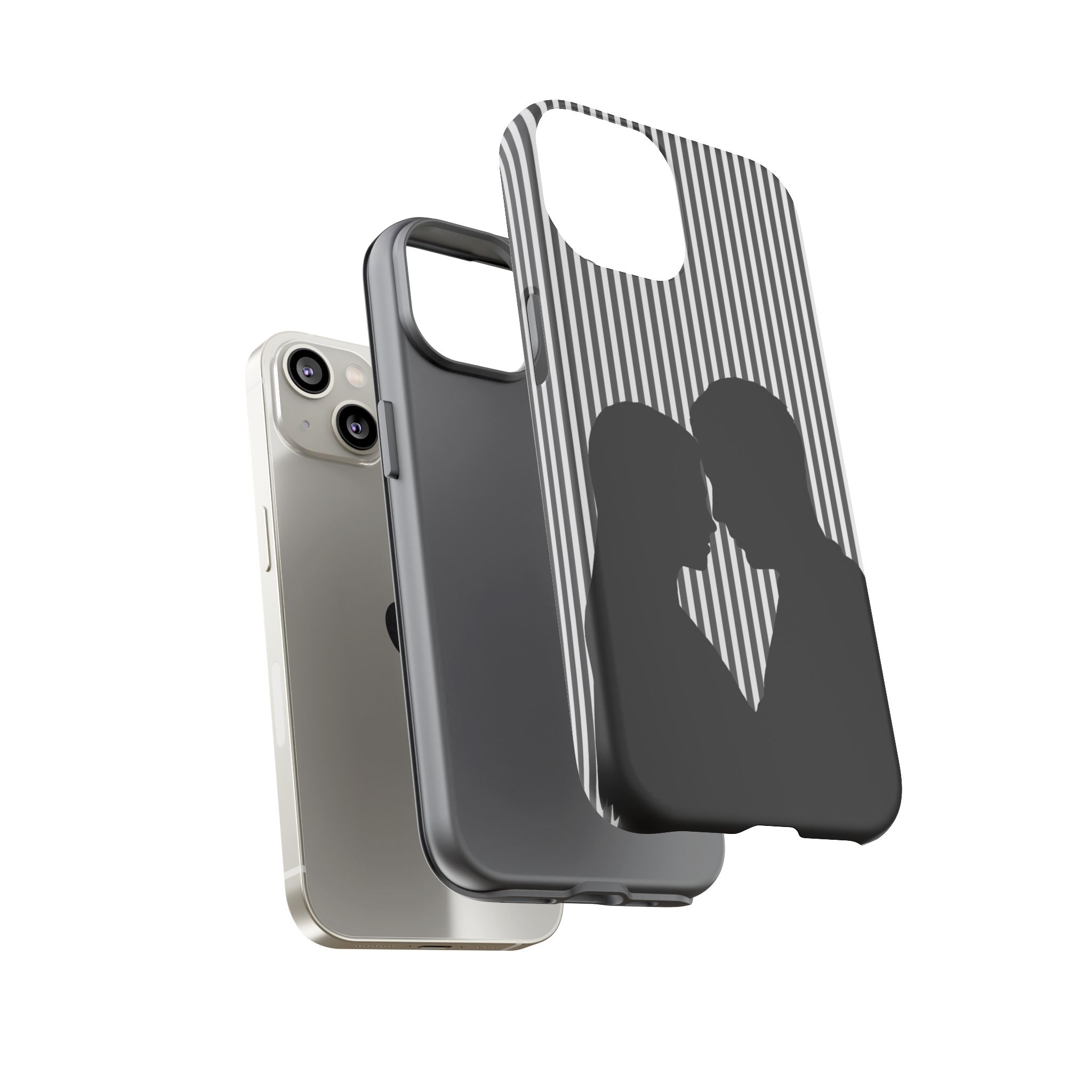 Silhouette Couple Phone Case | Galentines Day Striped Black and white phone case, Stripe Iphone case - Iphone, Samsung and Pixel Mobile case