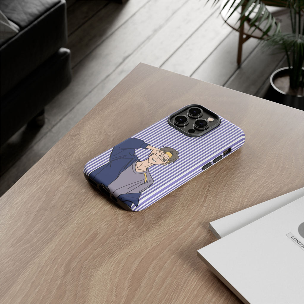 Casual Anime Guy Phone Case | Valentines Day Striped Lines phone case, Purple Stripe Iphone case - Iphone, Samsung and Pixel Mobile cases