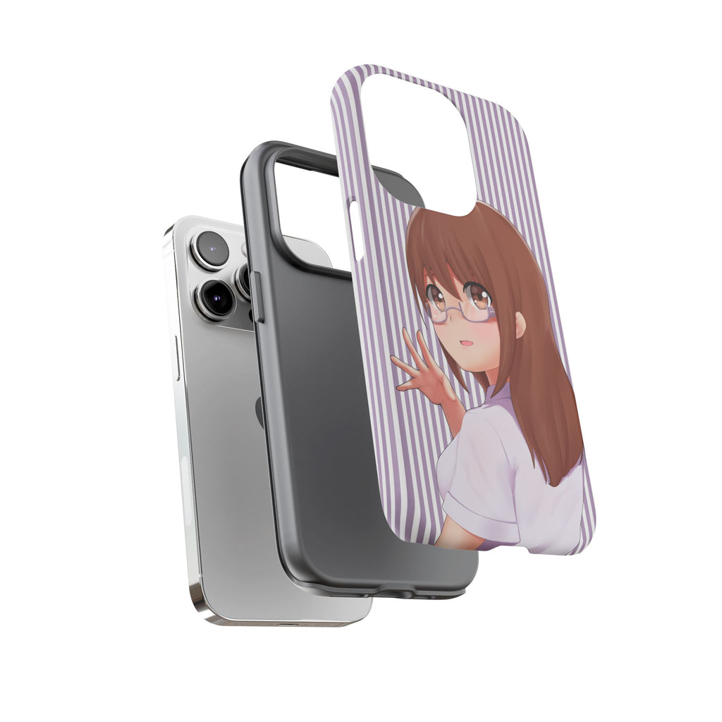 Galentines Day Striped lines mobile case, Glasses Anime Girl Stripe Iphone case | Tough Cases - Iphone, Samsung and Pixel Mobile cases