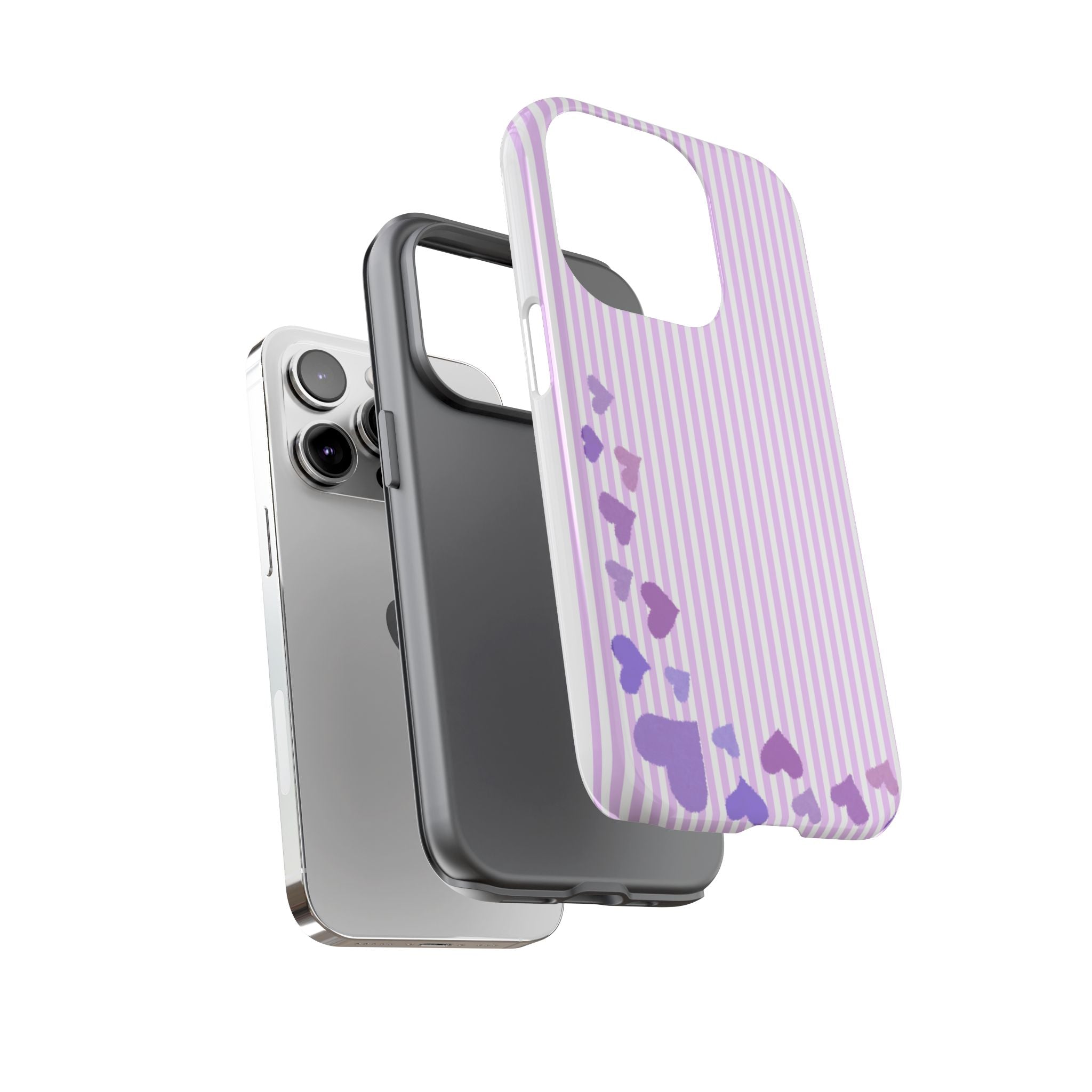 Valentines Day Striped hearts phone case, Purple Heart Floral Stripe Iphone case | Tough Cases - Iphone, Samsung and Pixel Mobile cases