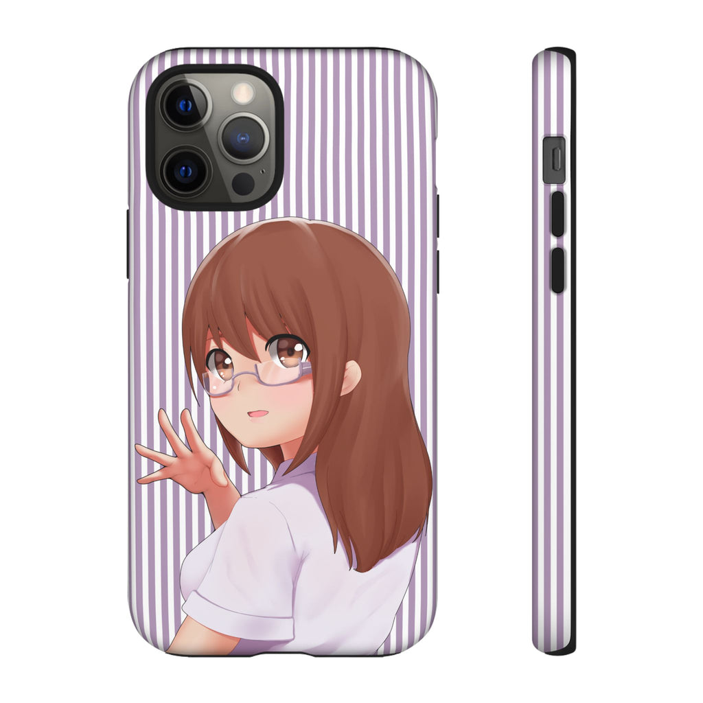 Galentines Day Striped lines mobile case, Glasses Anime Girl Stripe Iphone case | Tough Cases - Iphone, Samsung and Pixel Mobile cases