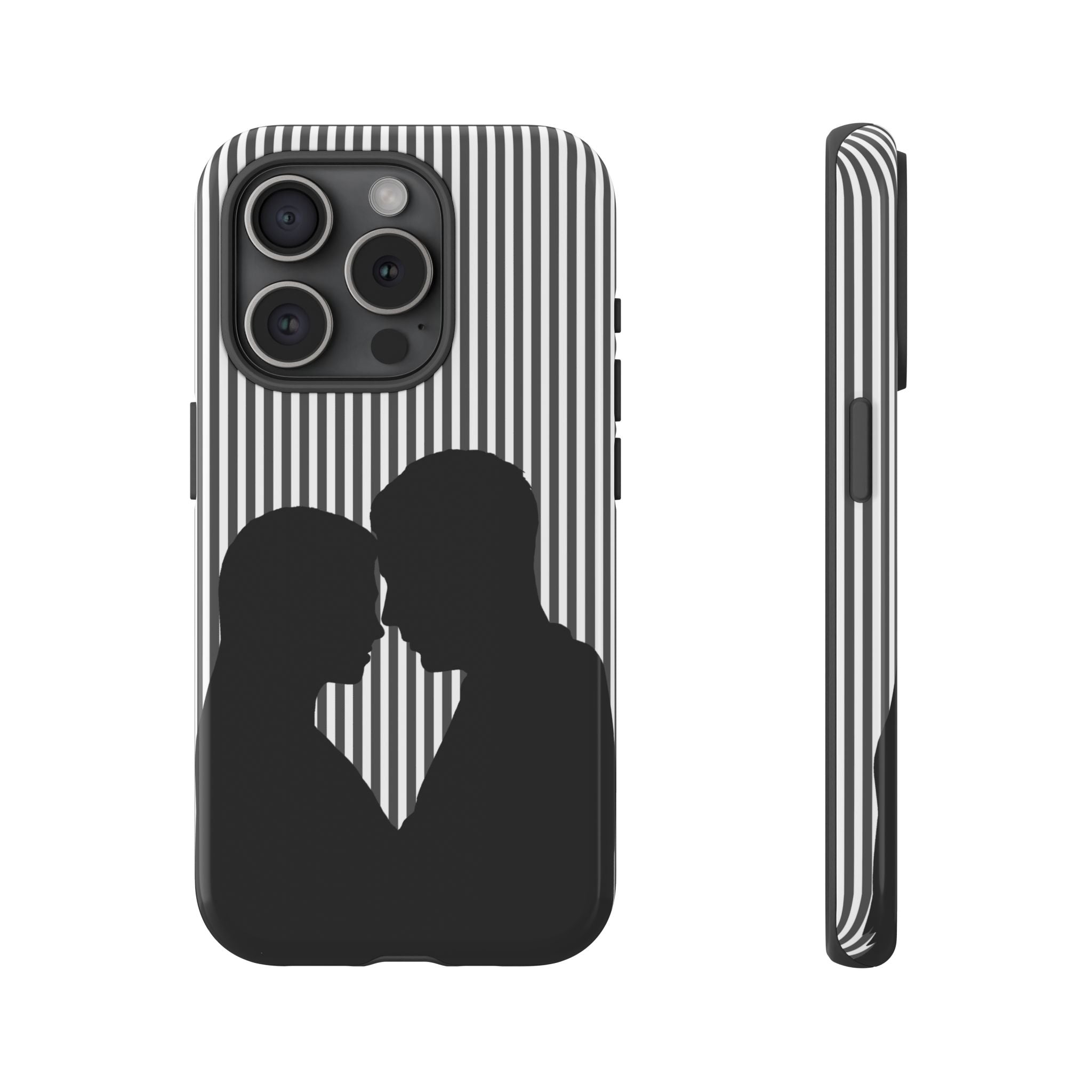 Silhouette Couple Phone Case | Galentines Day Striped Black and white phone case, Stripe Iphone case - Iphone, Samsung and Pixel Mobile case