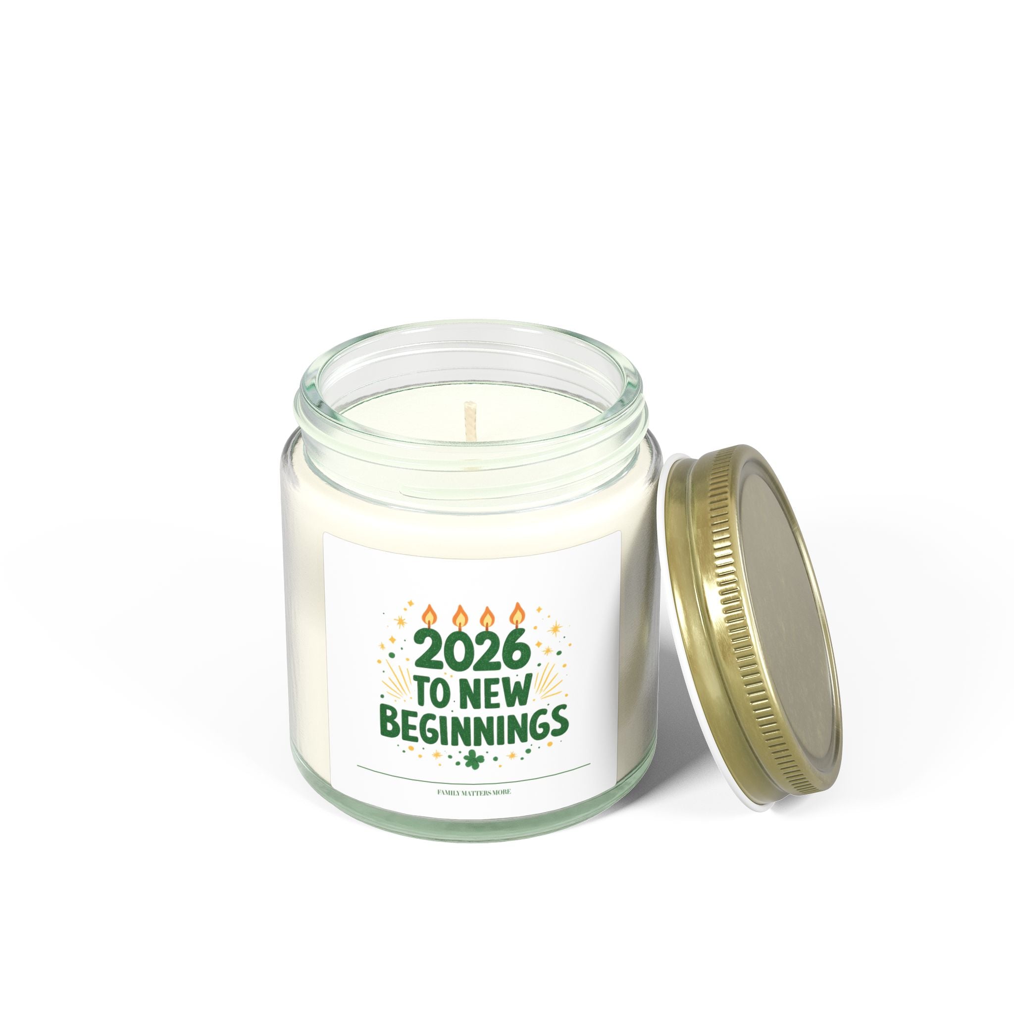 2026 New Beginnings Candle, Happy New Year Scented Soy Candle 4oz 9oz, Hand Poured Jar Candle, NYE Gift Idea