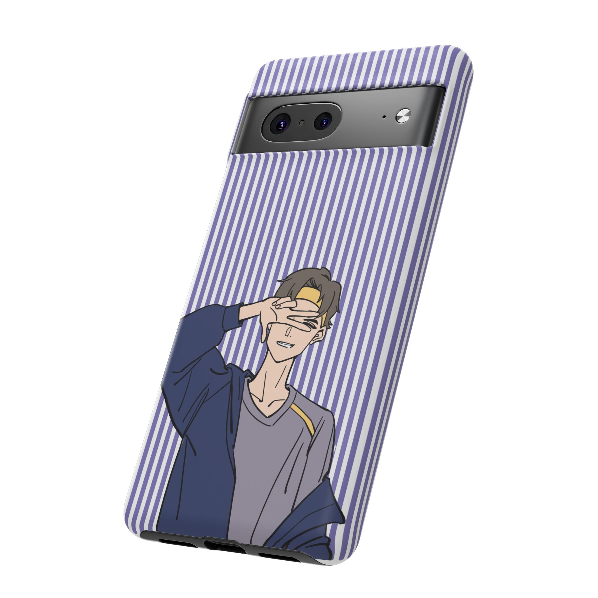 Casual Anime Guy Phone Case | Valentines Day Striped Lines phone case, Purple Stripe Iphone case - Iphone, Samsung and Pixel Mobile cases