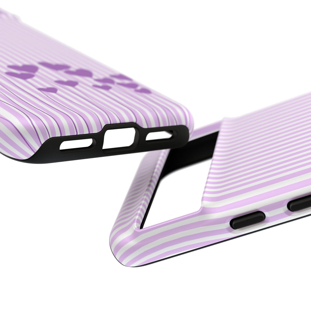 Galentines Day Striped hearts phone case, Purple Heart Floral Stripe Iphone case | Tough Cases - Iphone, Samsung and Pixel Mobile cases