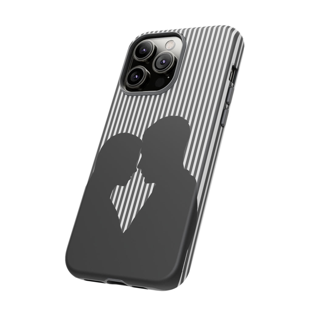 Silhouette Couple Phone Case | Galentines Day Striped Black and white phone case, Stripe Iphone case - Iphone, Samsung and Pixel Mobile case