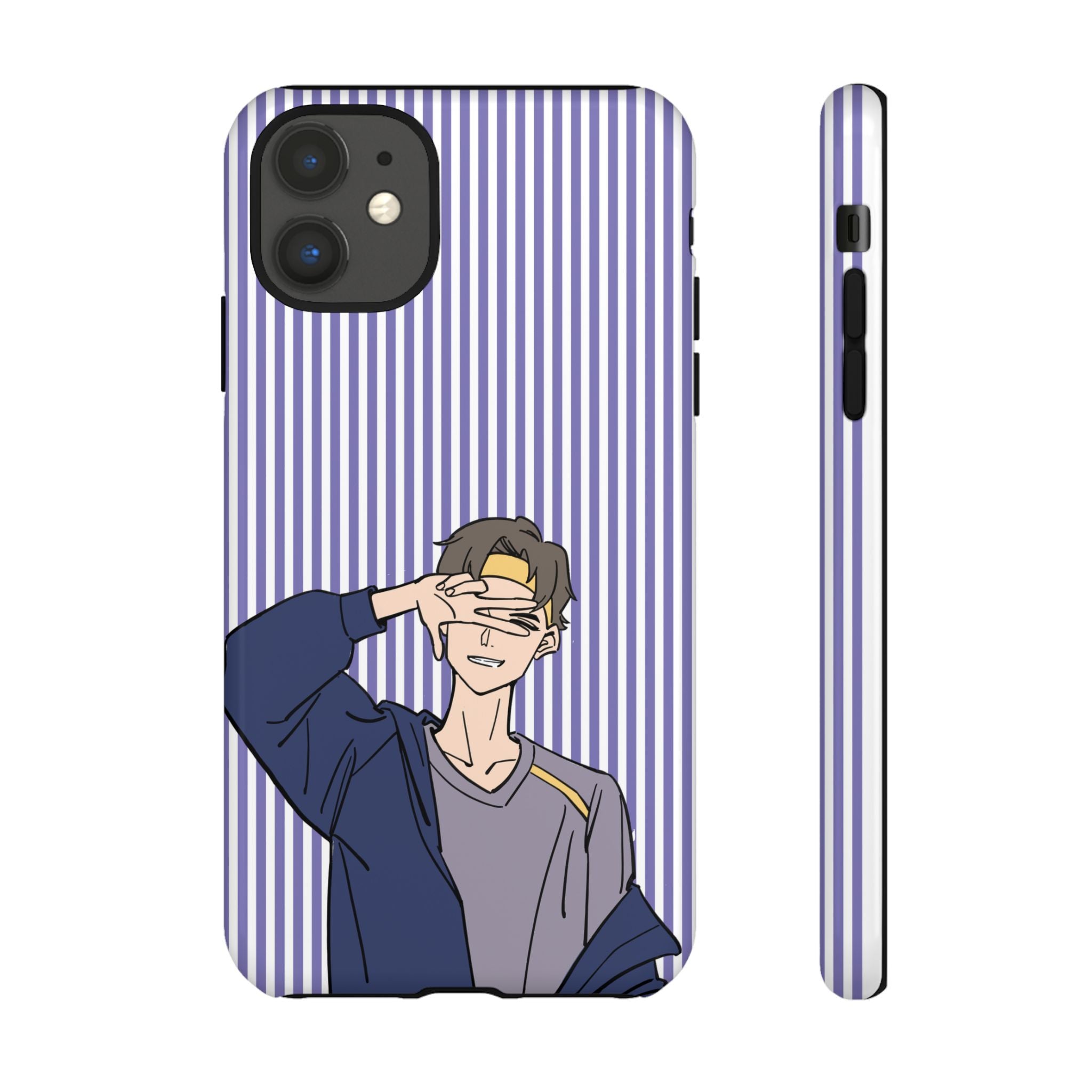 Casual Anime Guy Phone Case | Valentines Day Striped Lines phone case, Purple Stripe Iphone case - Iphone, Samsung and Pixel Mobile cases