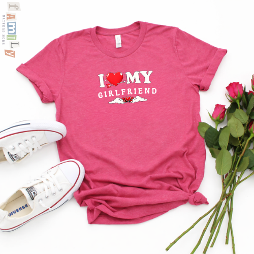I Love My Girlfriend Shirt & I Love My Boyfriend Shirt, Matching Couples Valentine Shirts, His and Hers Tees, Cute Heart Couple Outfit, Unisex Adult Youth