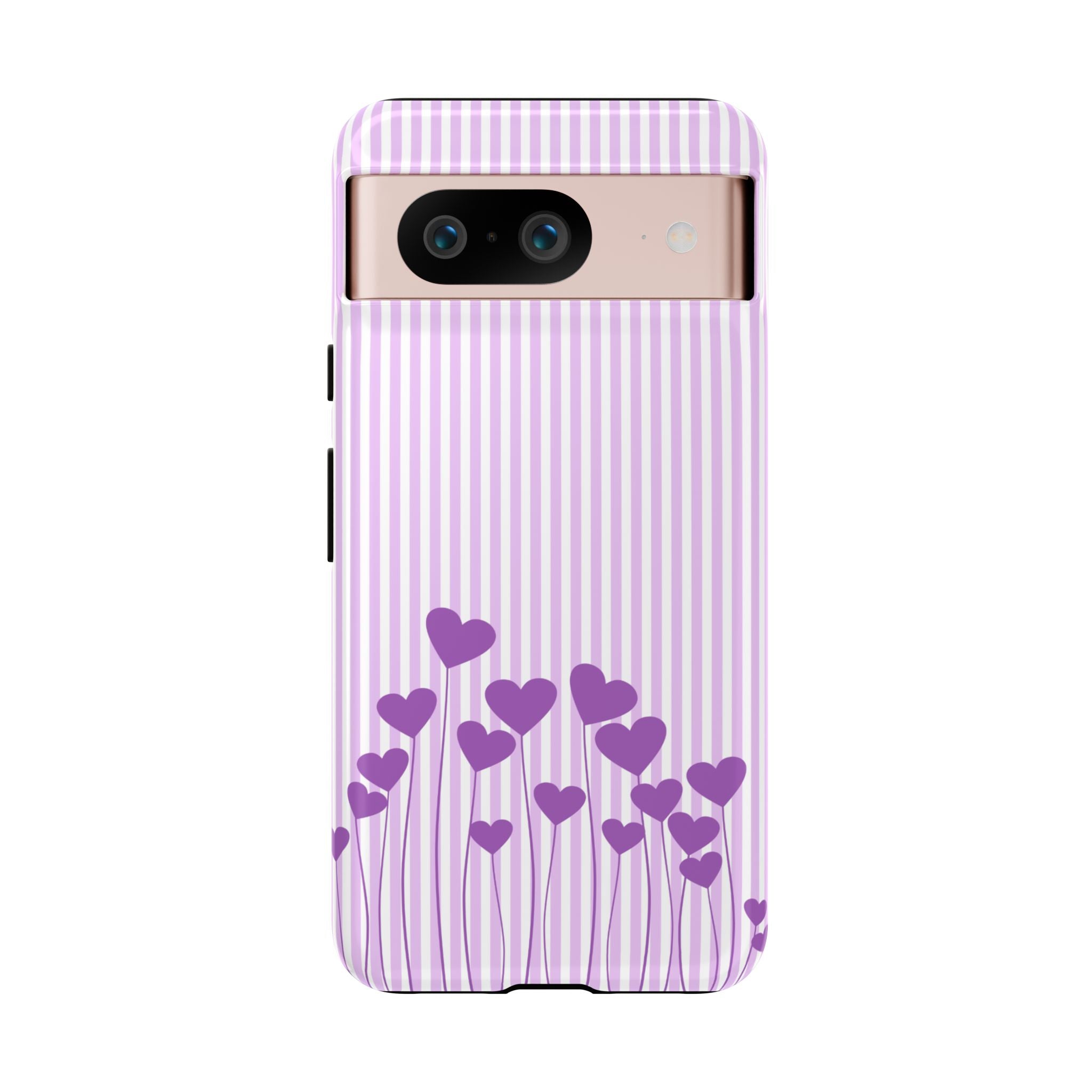 Galentines Day Striped hearts phone case, Purple Heart Floral Stripe Iphone case | Tough Cases - Iphone, Samsung and Pixel Mobile cases