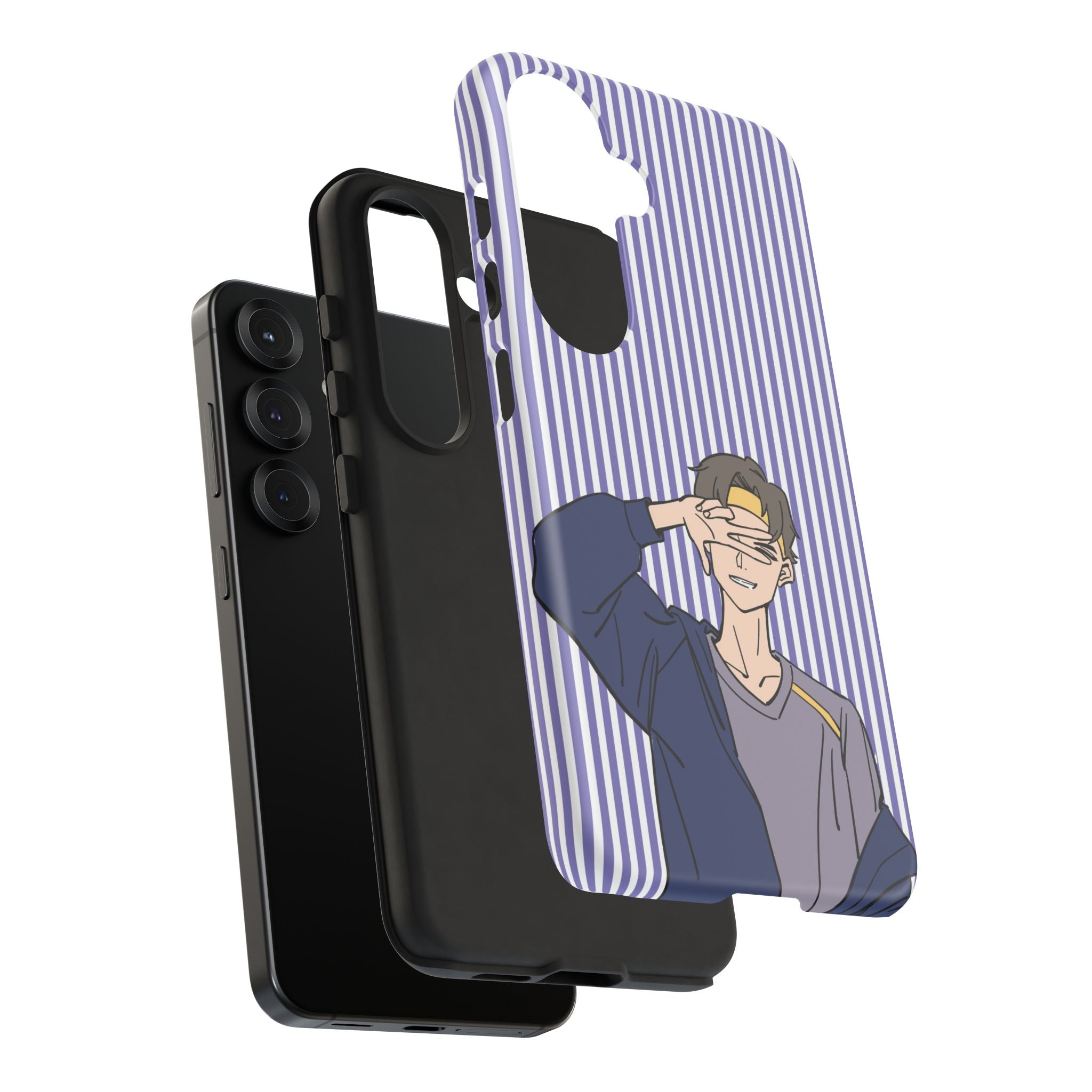 Casual Anime Guy Phone Case | Valentines Day Striped Lines phone case, Purple Stripe Iphone case - Iphone, Samsung and Pixel Mobile cases