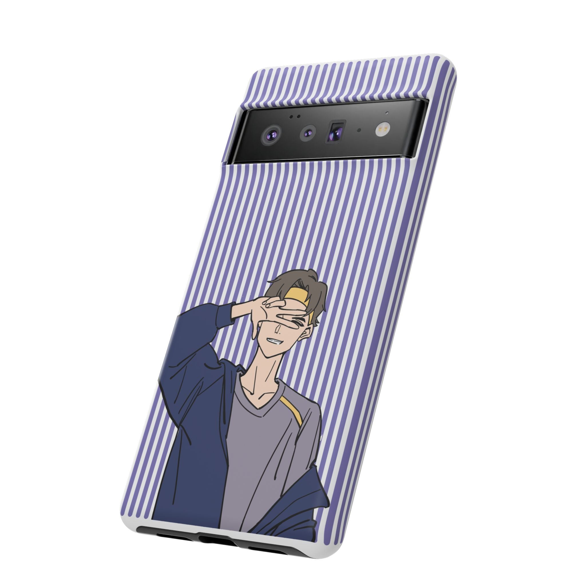 Casual Anime Guy Phone Case | Valentines Day Striped Lines phone case, Purple Stripe Iphone case - Iphone, Samsung and Pixel Mobile cases