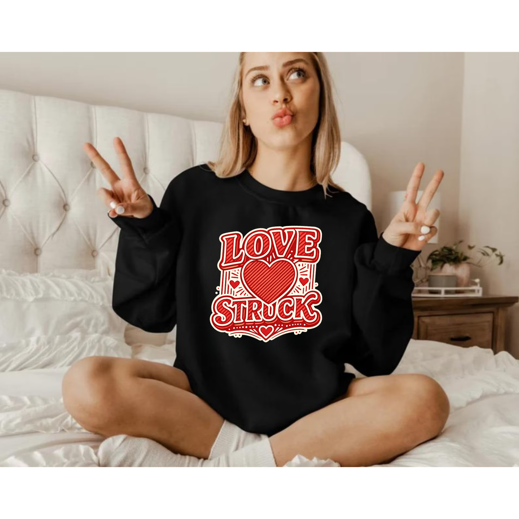Love Struck Sweatshirt | Valentine’s Day Crewneck | Cute Heart Graphic Hoodie | Romantic Gift for Her Him | Couples Outfit