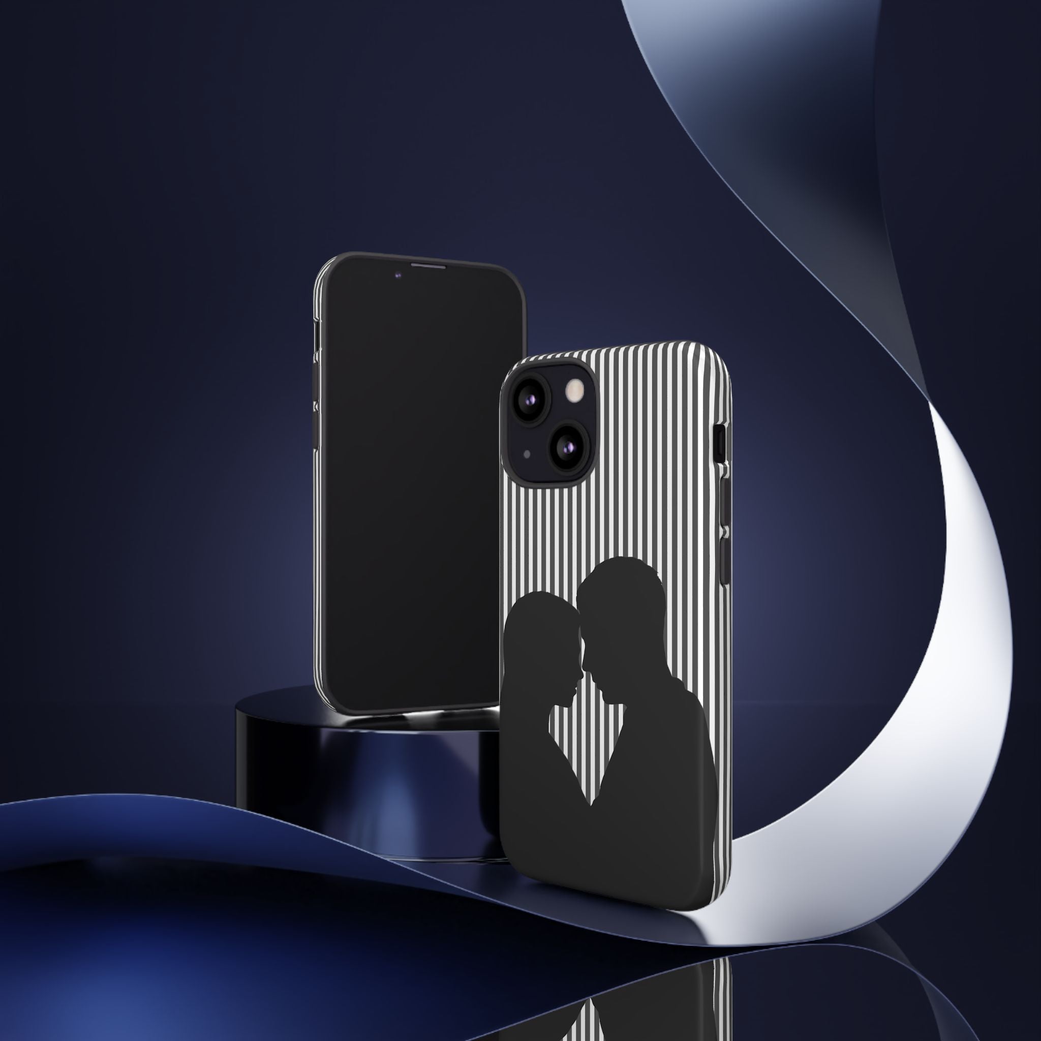 Silhouette Couple Phone Case | Galentines Day Striped Black and white phone case, Stripe Iphone case - Iphone, Samsung and Pixel Mobile case
