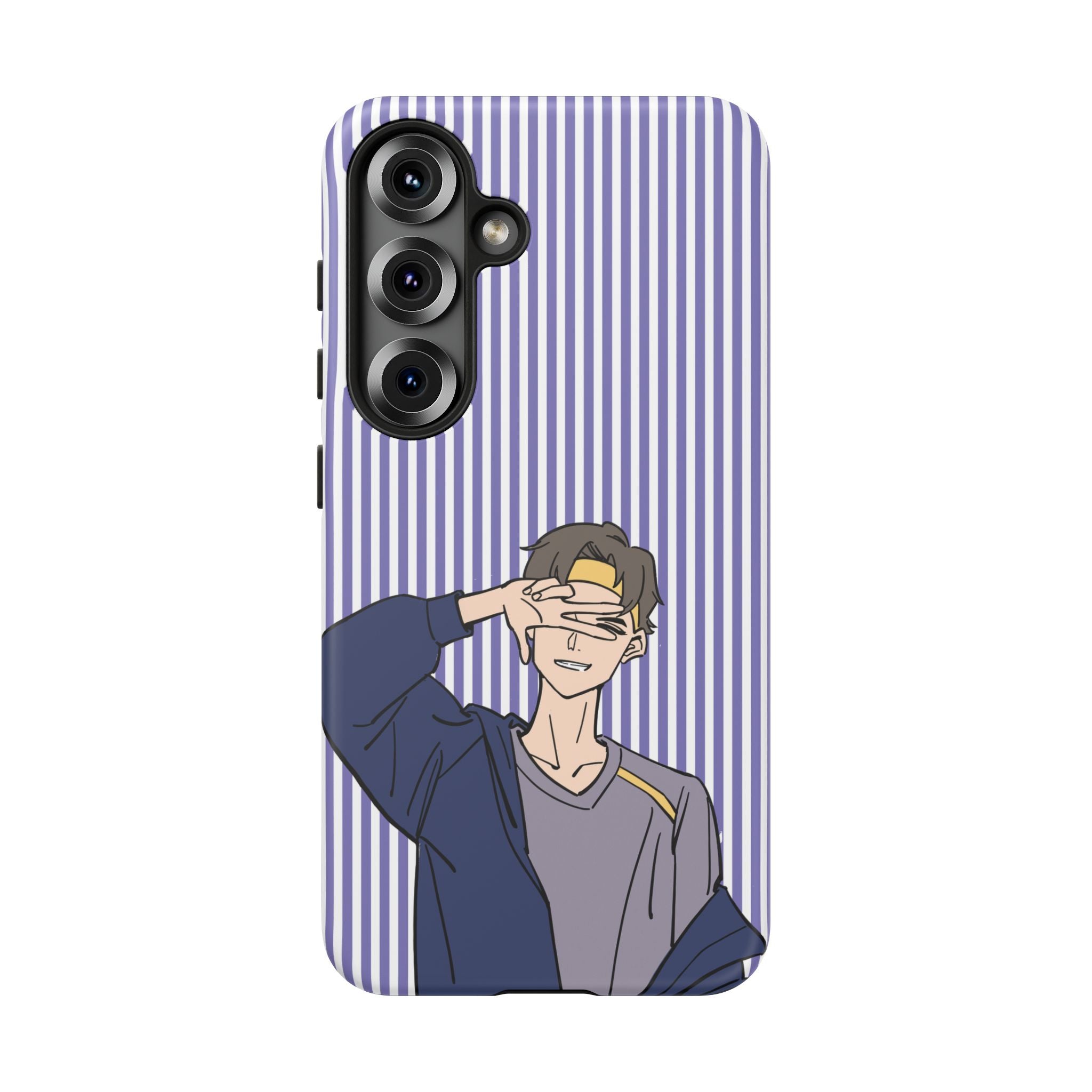 Casual Anime Guy Phone Case | Valentines Day Striped Lines phone case, Purple Stripe Iphone case - Iphone, Samsung and Pixel Mobile cases
