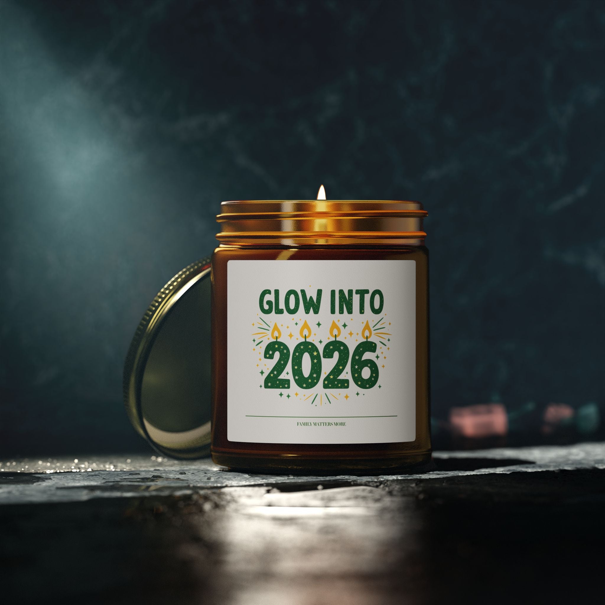 Glow Into 2026 Candle, Happy New Year Scented Soy Candle 4oz 9oz, Hand Poured Jar Candle, NYE Gift