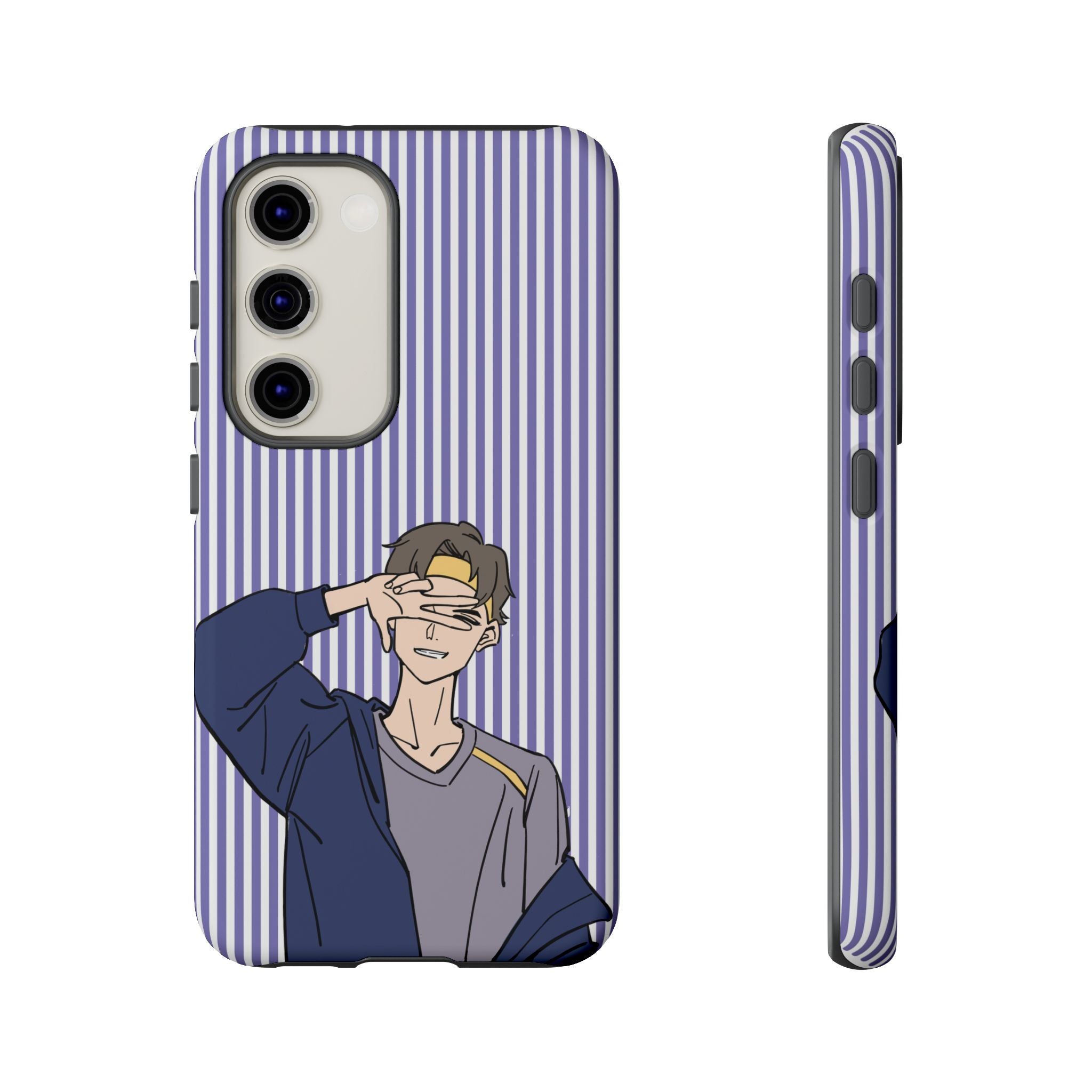 Casual Anime Guy Phone Case | Valentines Day Striped Lines phone case, Purple Stripe Iphone case - Iphone, Samsung and Pixel Mobile cases