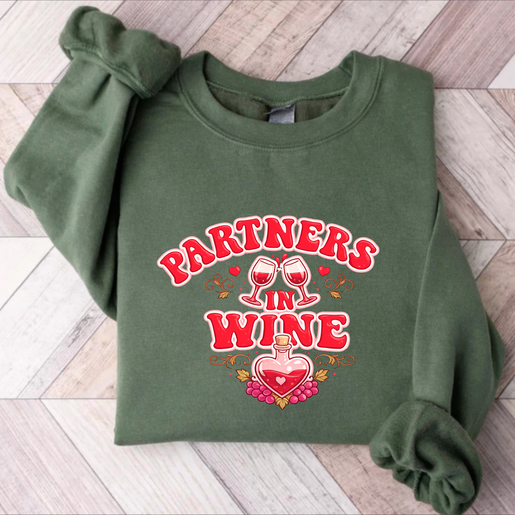 Partners in Wine Matching Crewneck Sweatshirt, BFF Outfit Oversized Sweatshirt, Best Friend Duo Gift
