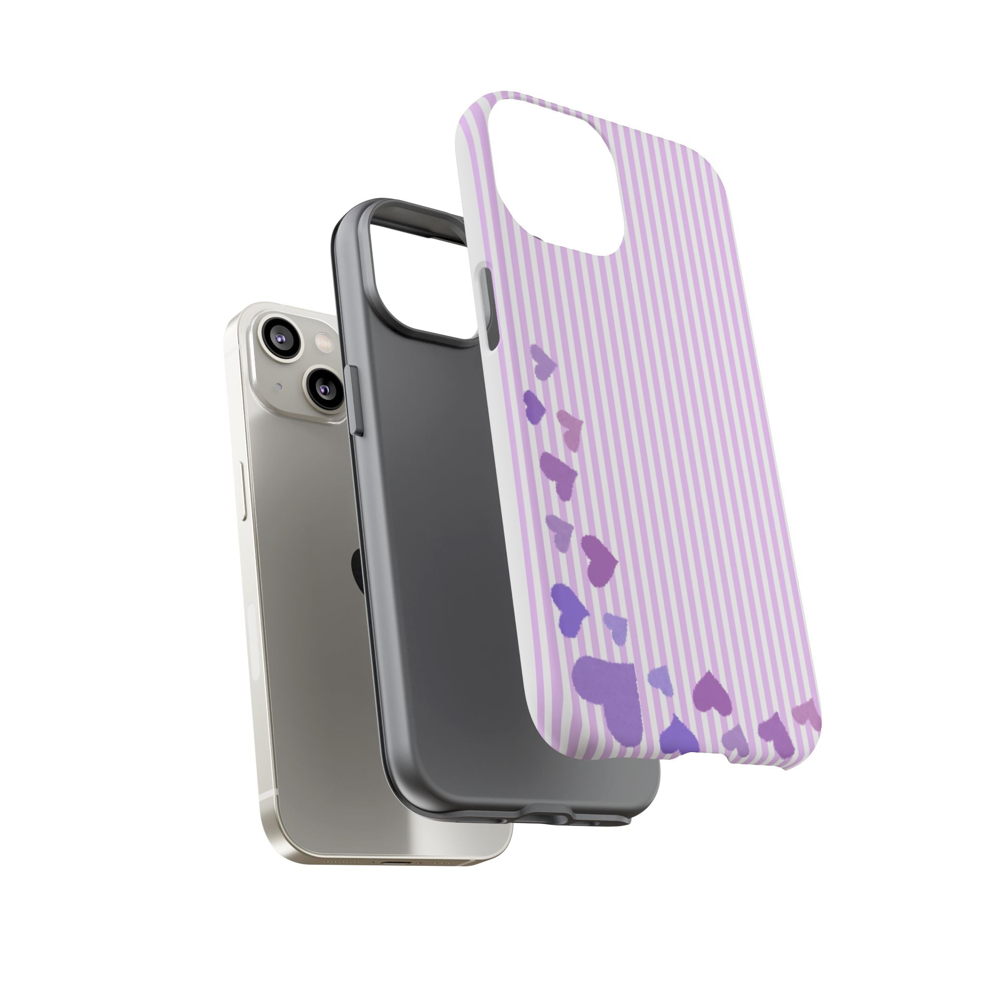 Valentines Day Striped hearts phone case, Purple Heart Floral Stripe Iphone case | Tough Cases - Iphone, Samsung and Pixel Mobile cases