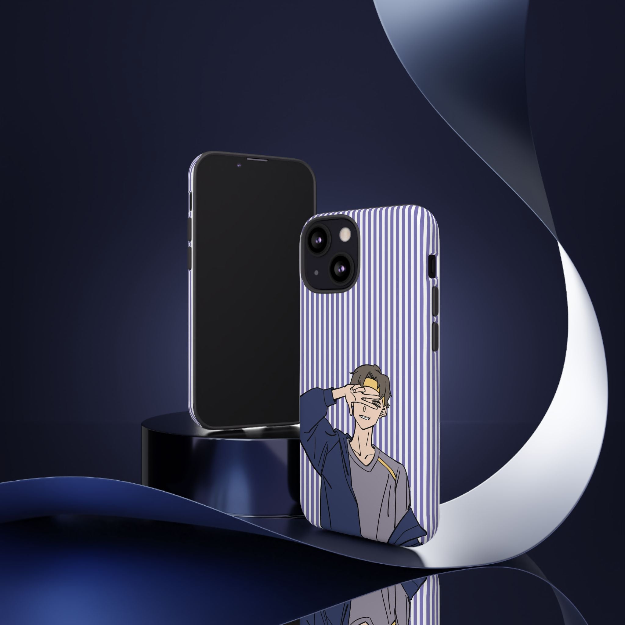 Casual Anime Guy Phone Case | Valentines Day Striped Lines phone case, Purple Stripe Iphone case - Iphone, Samsung and Pixel Mobile cases
