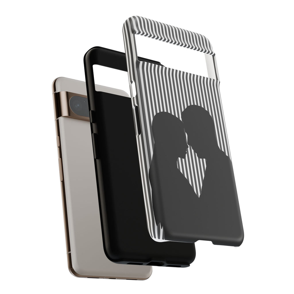 Silhouette Couple Phone Case | Galentines Day Striped Black and white phone case, Stripe Iphone case - Iphone, Samsung and Pixel Mobile case