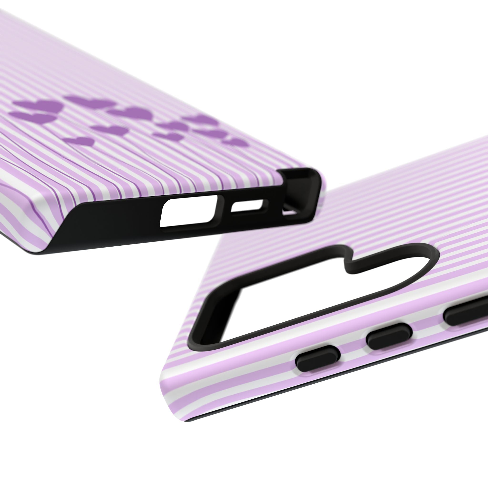 Galentines Day Striped hearts phone case, Purple Heart Floral Stripe Iphone case | Tough Cases - Iphone, Samsung and Pixel Mobile cases
