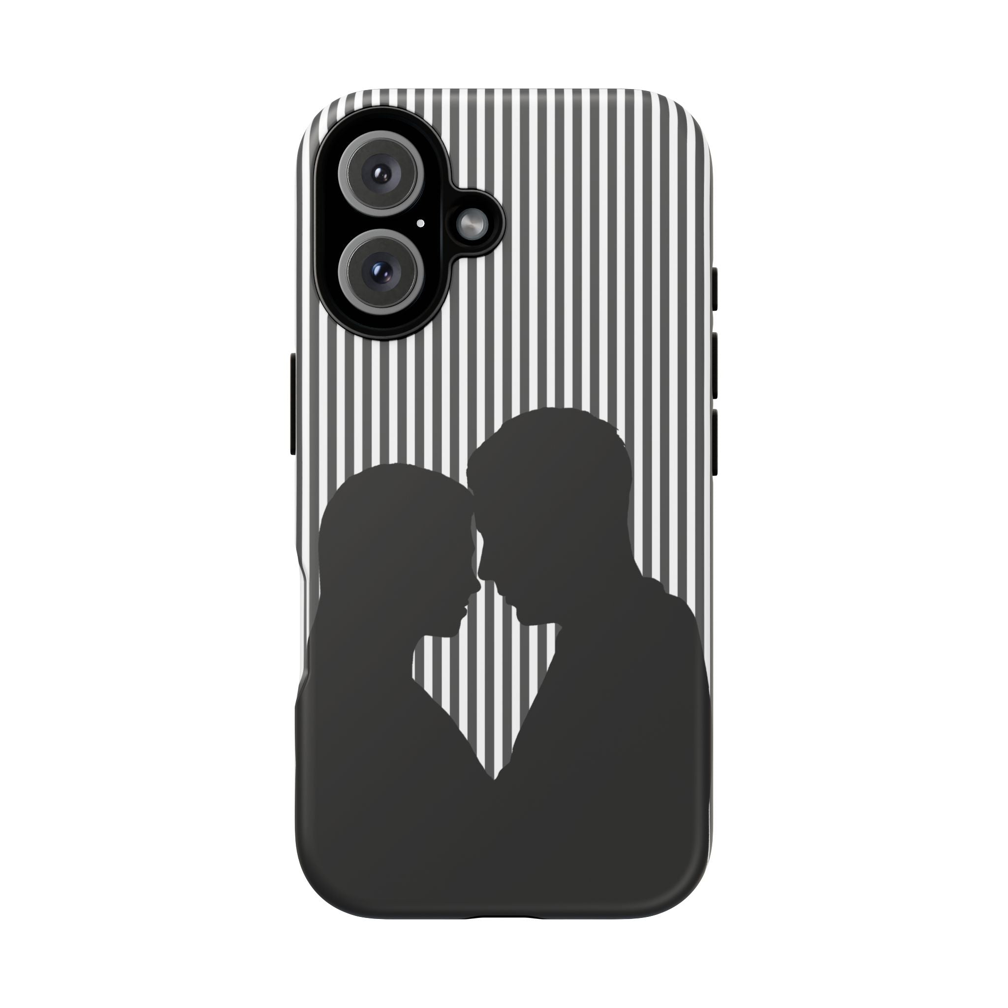 Silhouette Couple Phone Case | Galentines Day Striped Black and white phone case, Stripe Iphone case - Iphone, Samsung and Pixel Mobile case