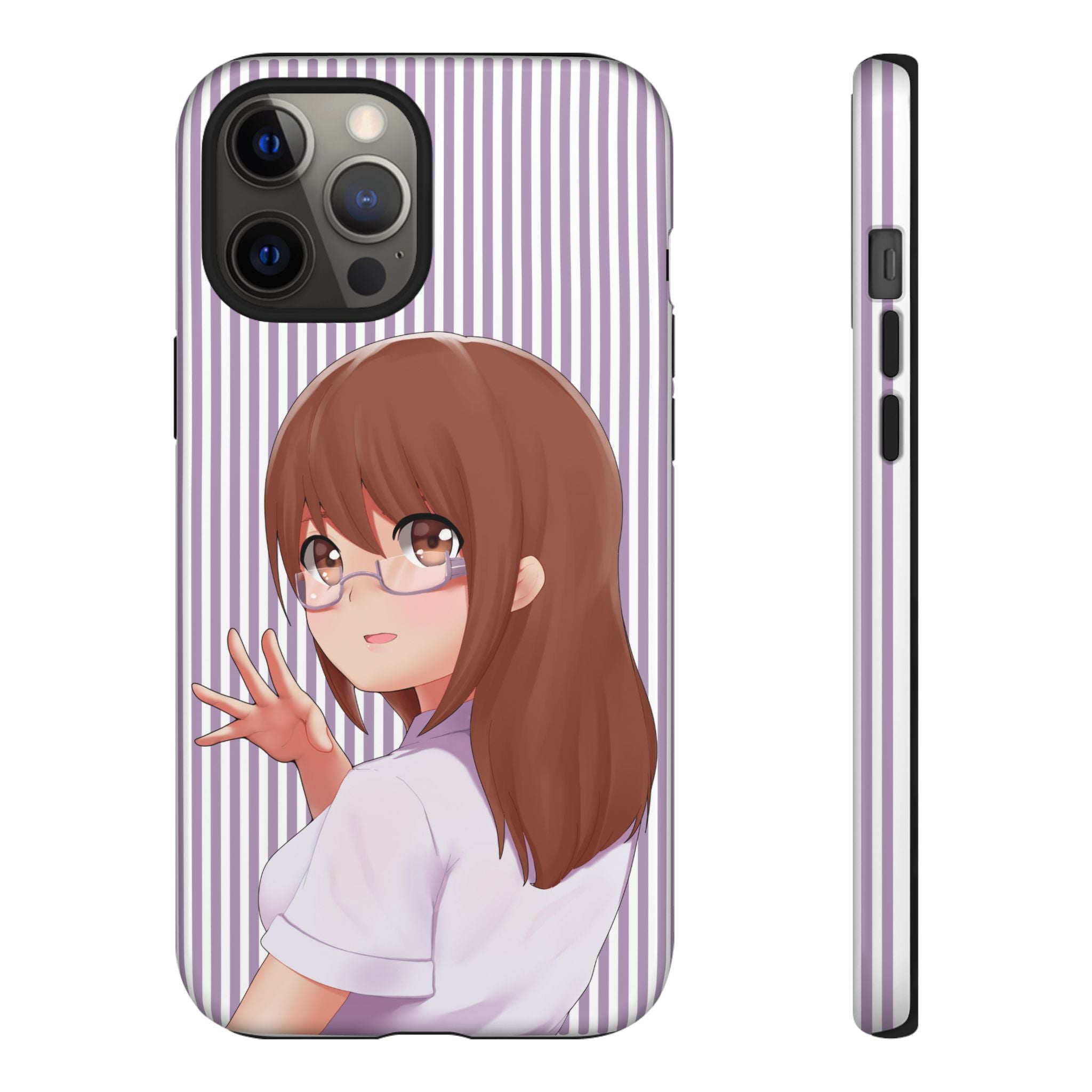 Galentines Day Striped lines mobile case, Glasses Anime Girl Stripe Iphone case | Tough Cases - Iphone, Samsung and Pixel Mobile cases