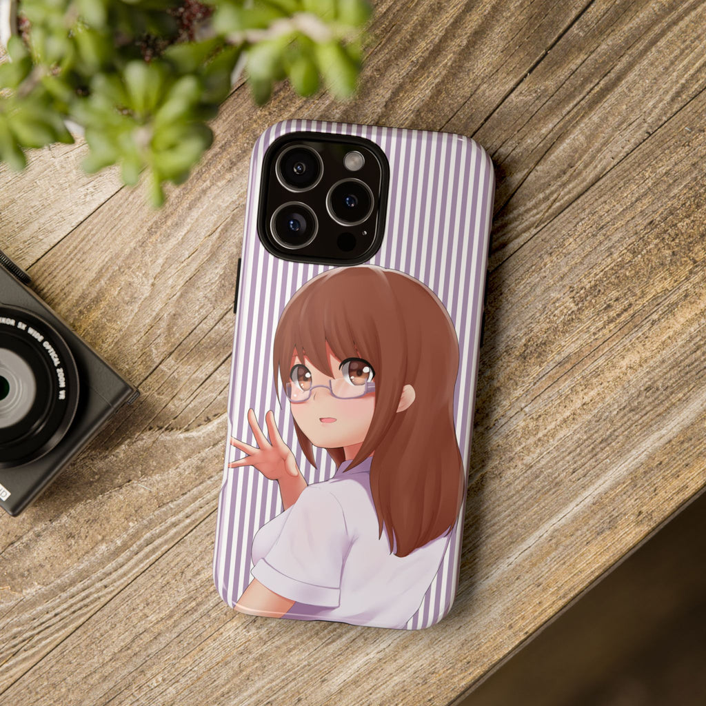 Galentines Day Striped lines mobile case, Glasses Anime Girl Stripe Iphone case | Tough Cases - Iphone, Samsung and Pixel Mobile cases