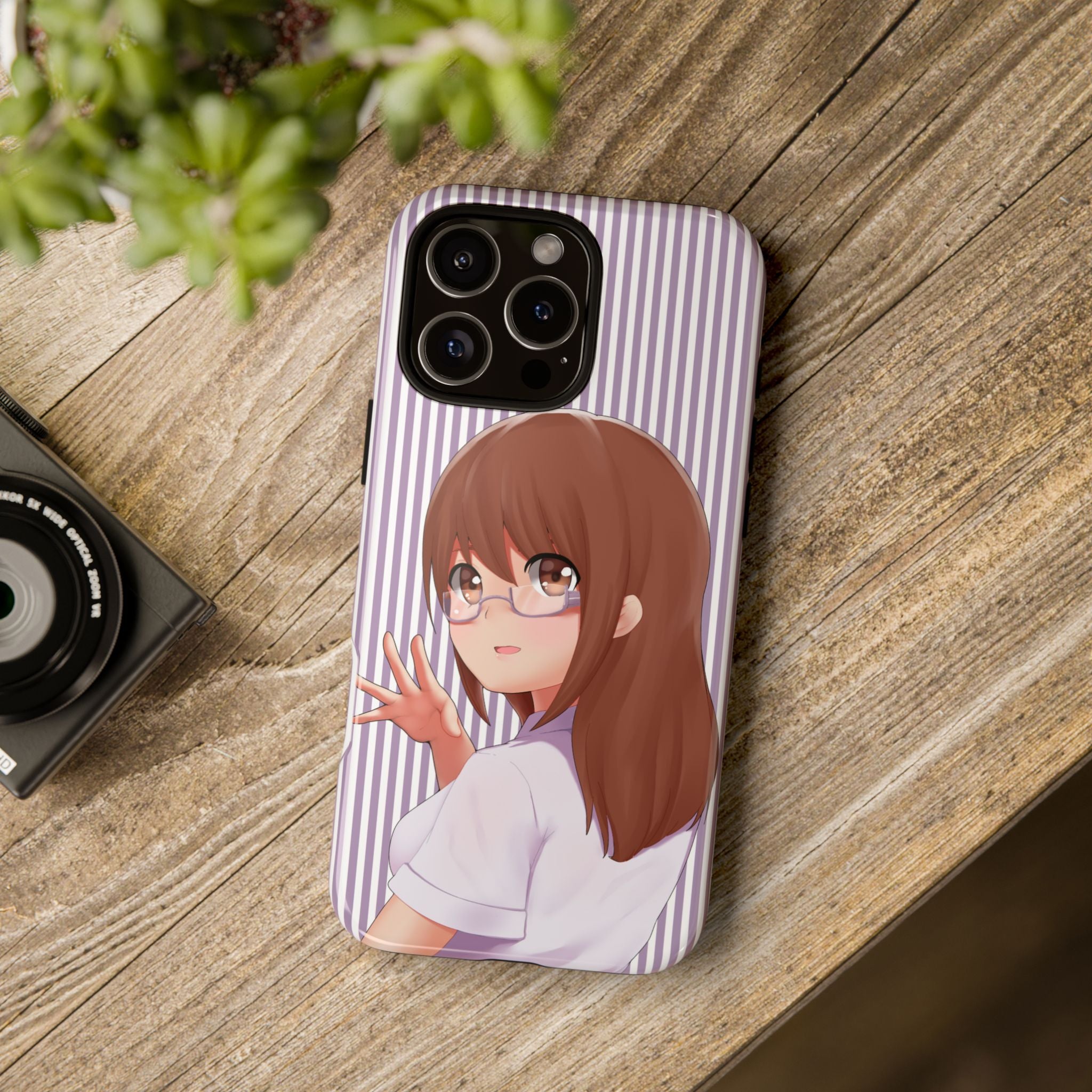 Galentines Day Striped lines mobile case, Glasses Anime Girl Stripe Iphone case | Tough Cases - Iphone, Samsung and Pixel Mobile cases