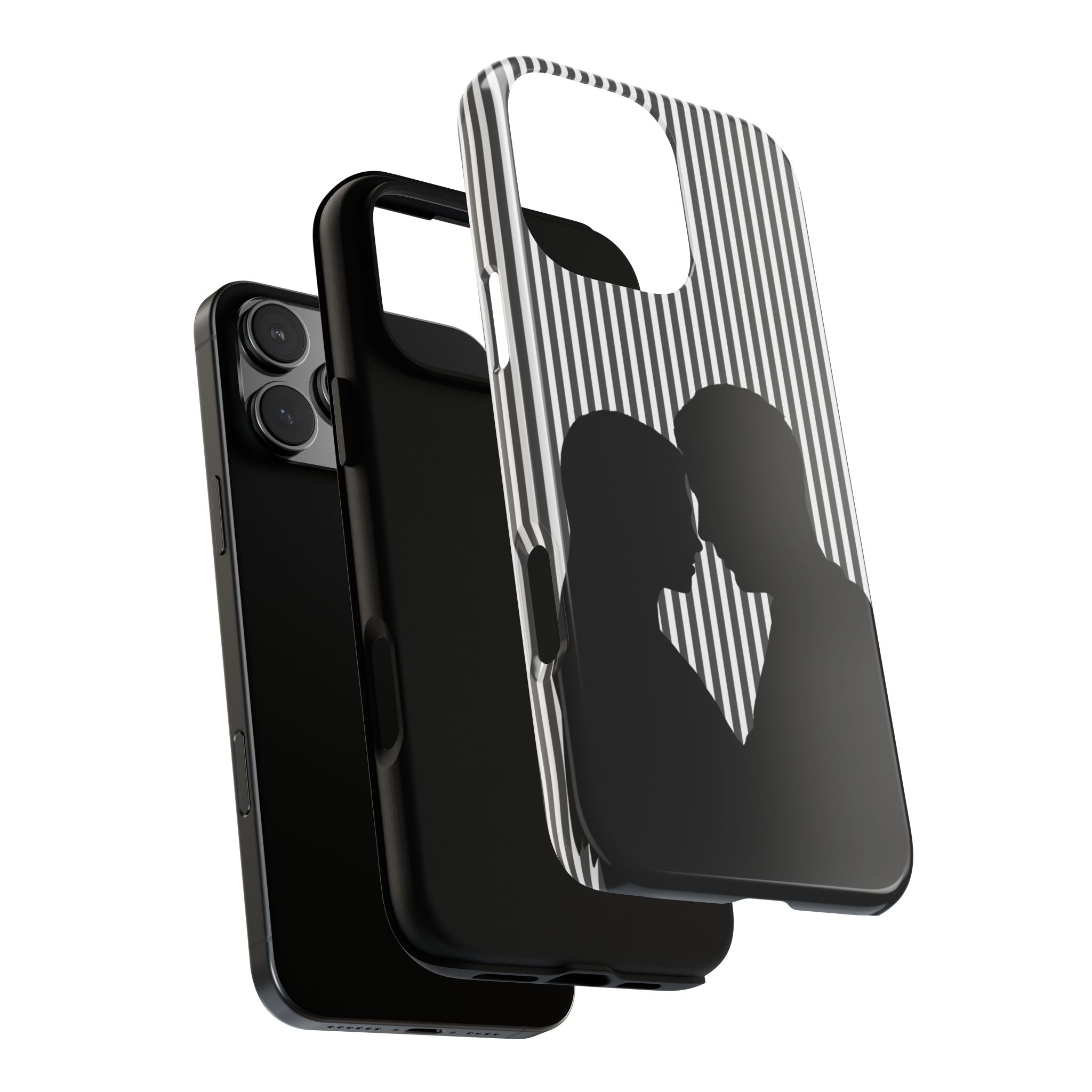 Silhouette Couple Phone Case | Galentines Day Striped Black and white phone case, Stripe Iphone case - Iphone, Samsung and Pixel Mobile case