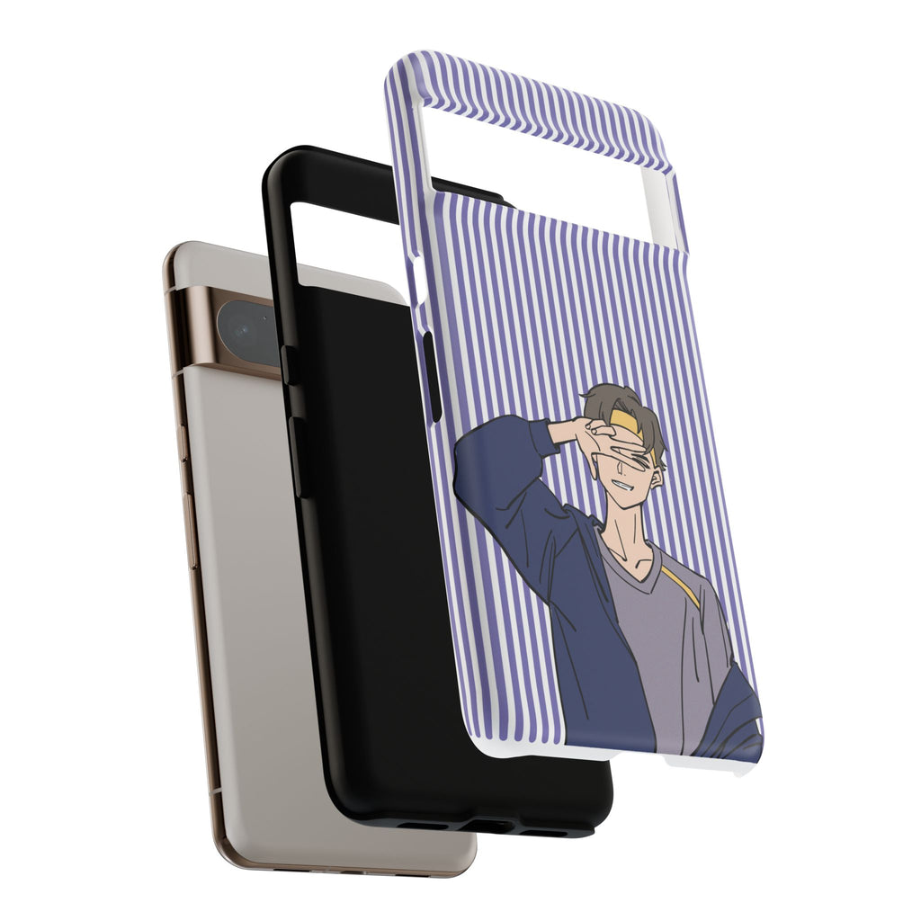 Casual Anime Guy Phone Case | Valentines Day Striped Lines phone case, Purple Stripe Iphone case - Iphone, Samsung and Pixel Mobile cases