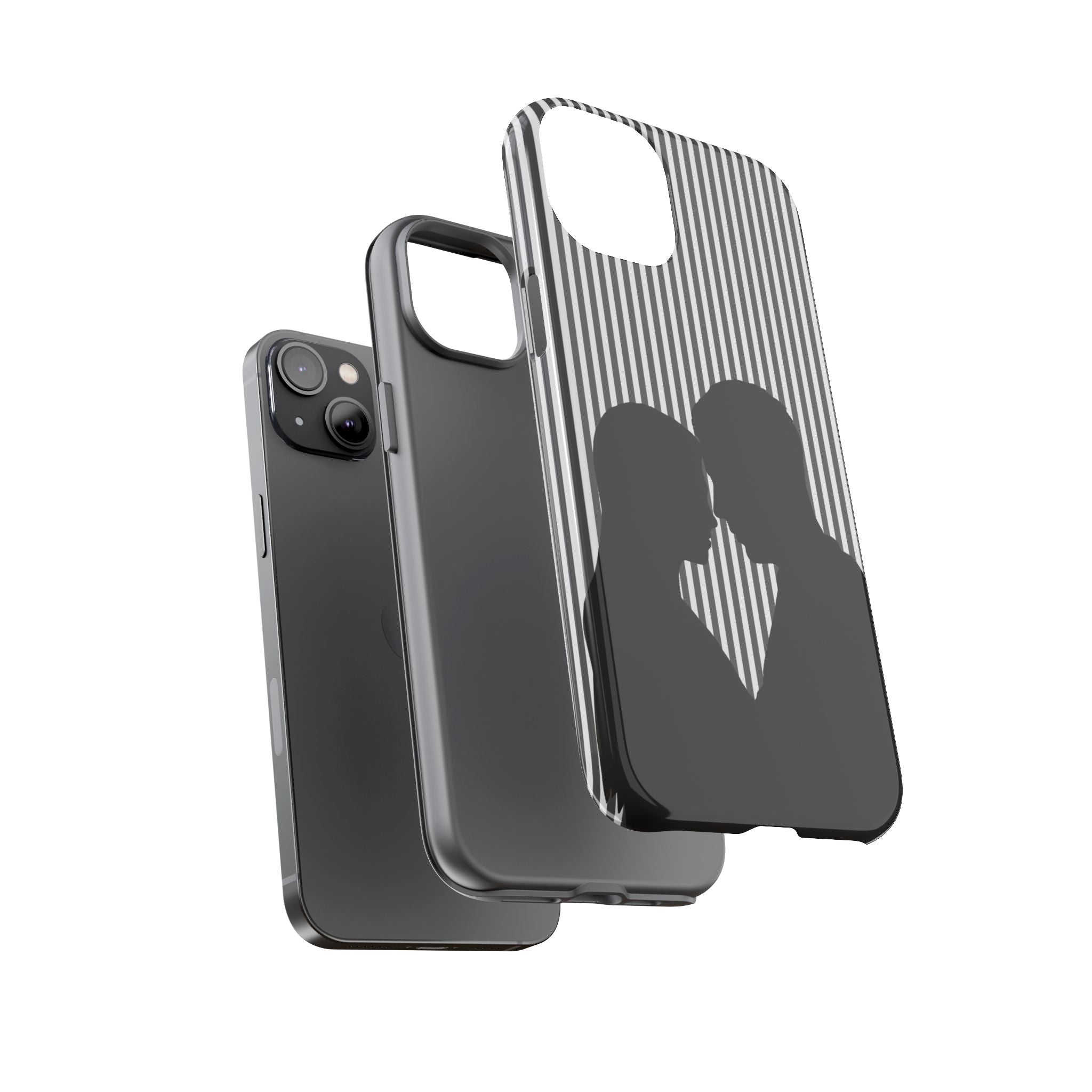 Silhouette Couple Phone Case | Galentines Day Striped Black and white phone case, Stripe Iphone case - Iphone, Samsung and Pixel Mobile case