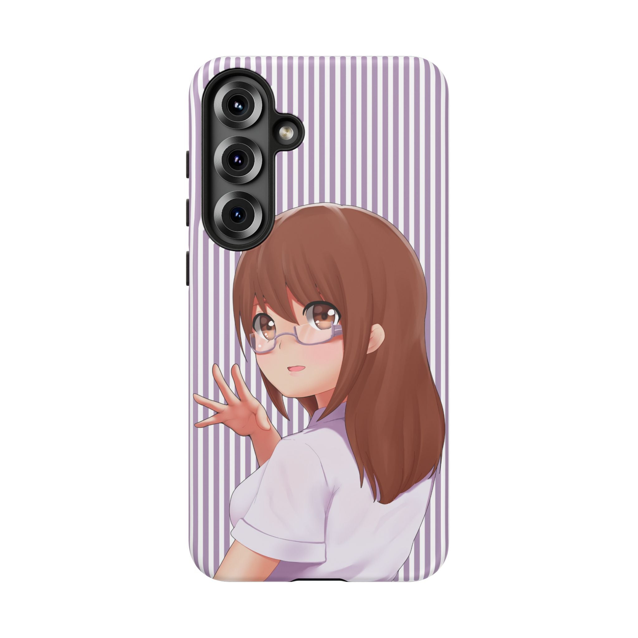 Galentines Day Striped lines mobile case, Glasses Anime Girl Stripe Iphone case | Tough Cases - Iphone, Samsung and Pixel Mobile cases