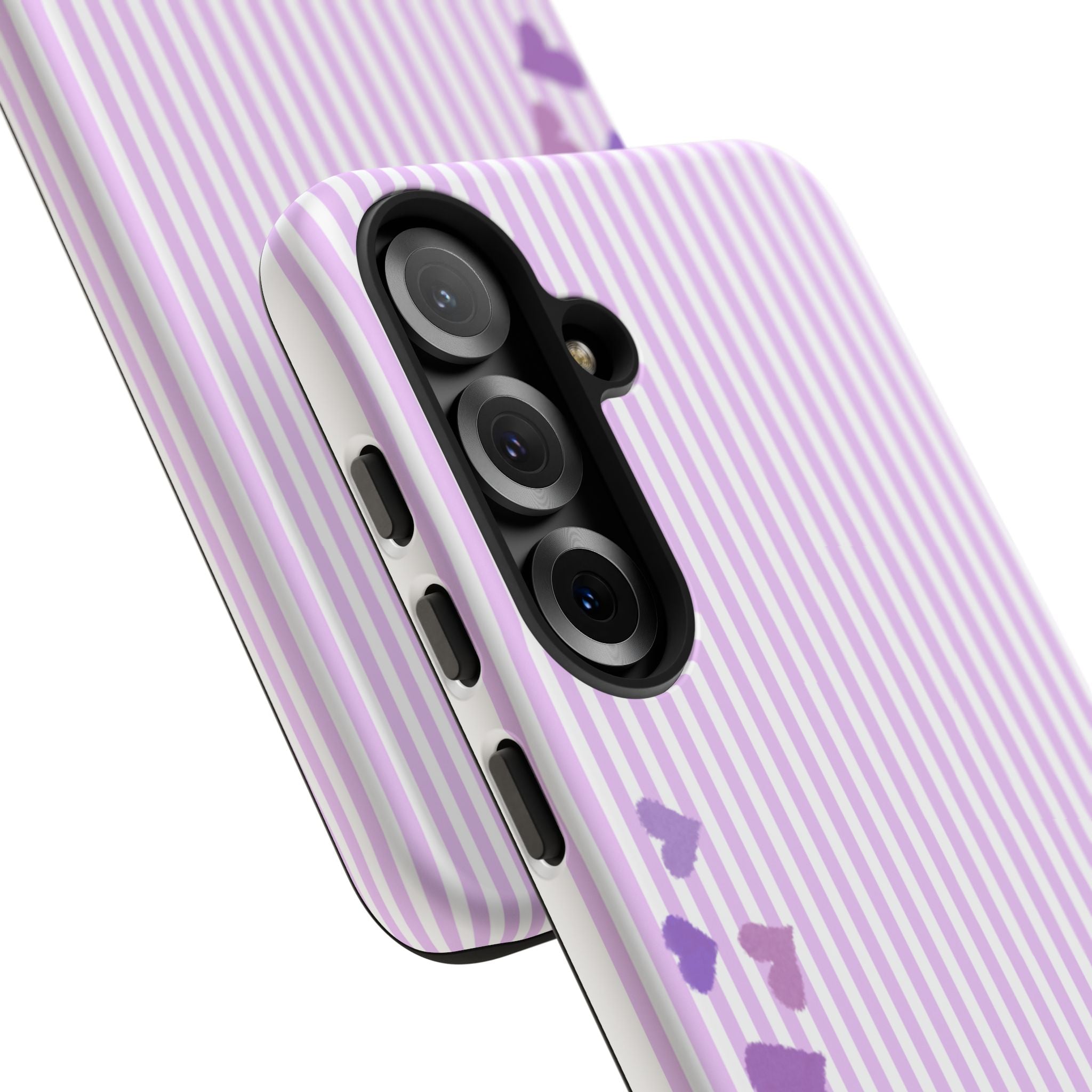 Valentines Day Striped hearts phone case, Purple Heart Floral Stripe Iphone case | Tough Cases - Iphone, Samsung and Pixel Mobile cases