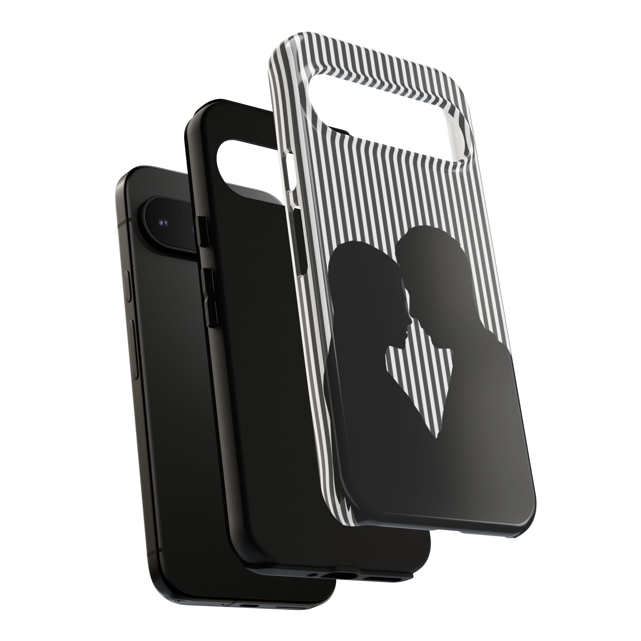Silhouette Couple Phone Case | Galentines Day Striped Black and white phone case, Stripe Iphone case - Iphone, Samsung and Pixel Mobile case