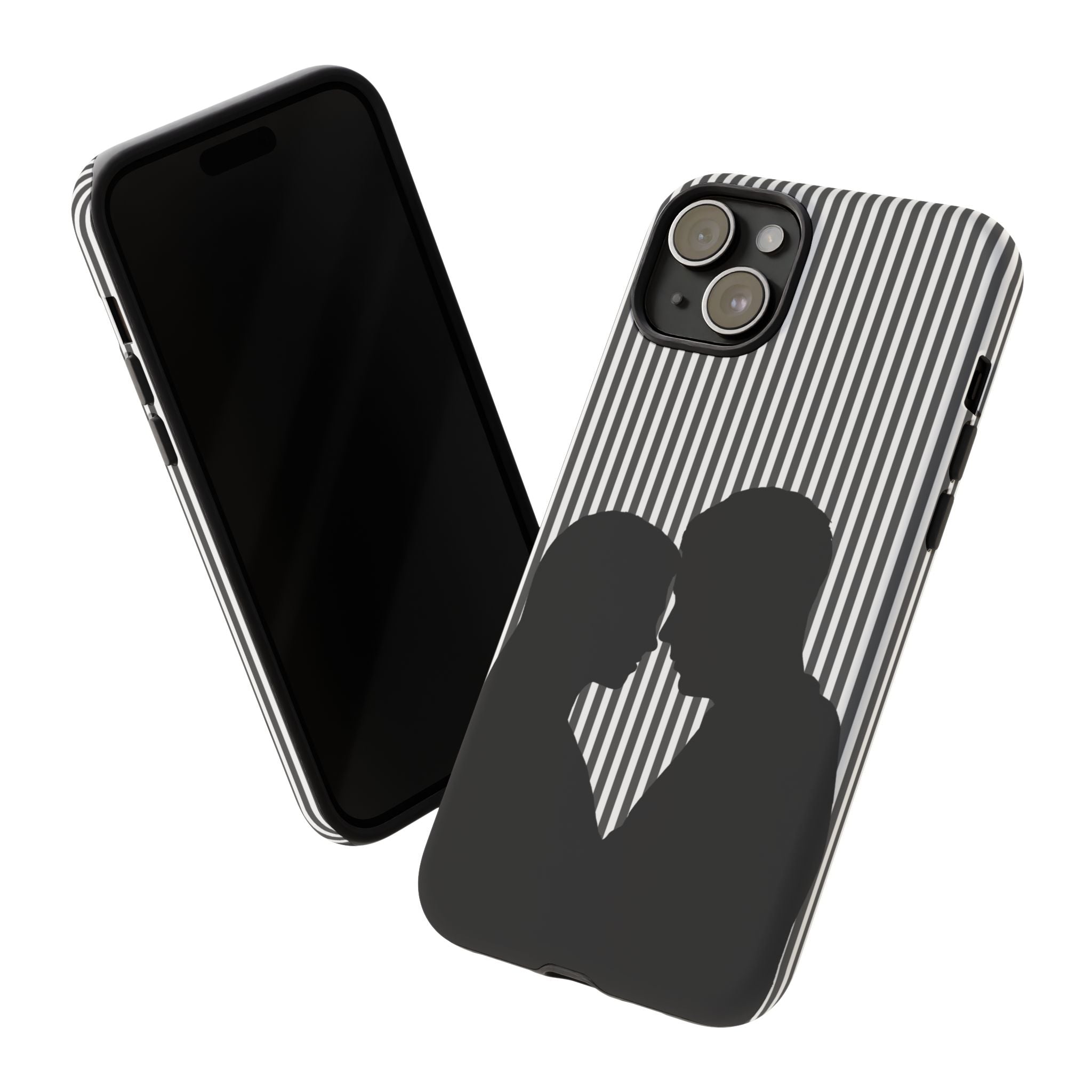 Silhouette Couple Phone Case | Galentines Day Striped Black and white phone case, Stripe Iphone case - Iphone, Samsung and Pixel Mobile case