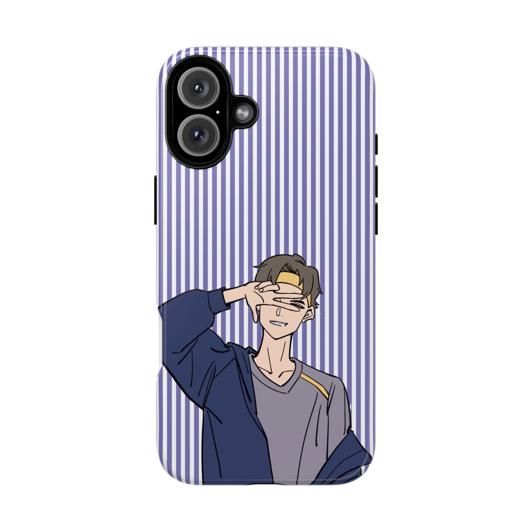 Casual Anime Guy Phone Case | Valentines Day Striped Lines phone case, Purple Stripe Iphone case - Iphone, Samsung and Pixel Mobile cases