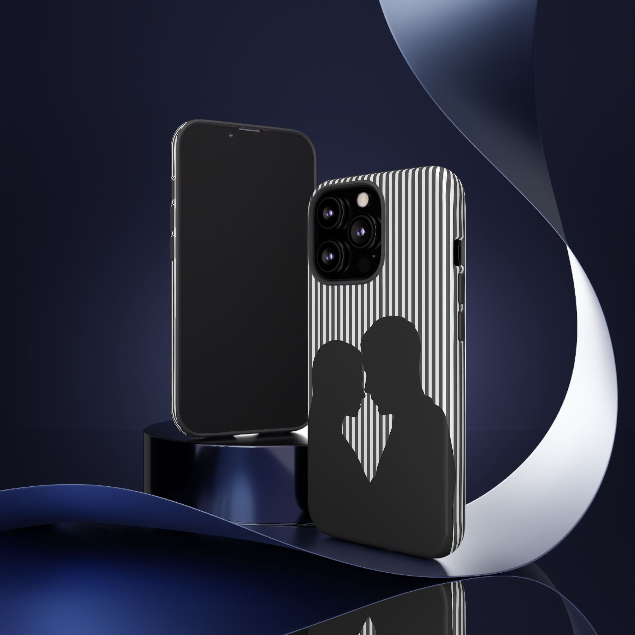Silhouette Couple Phone Case | Galentines Day Striped Black and white phone case, Stripe Iphone case - Iphone, Samsung and Pixel Mobile case