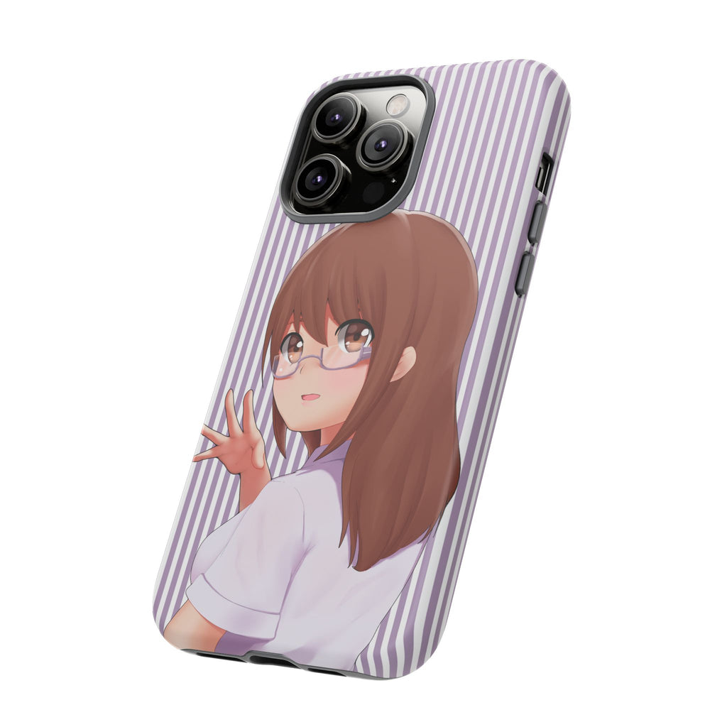 Galentines Day Striped lines mobile case, Glasses Anime Girl Stripe Iphone case | Tough Cases - Iphone, Samsung and Pixel Mobile cases
