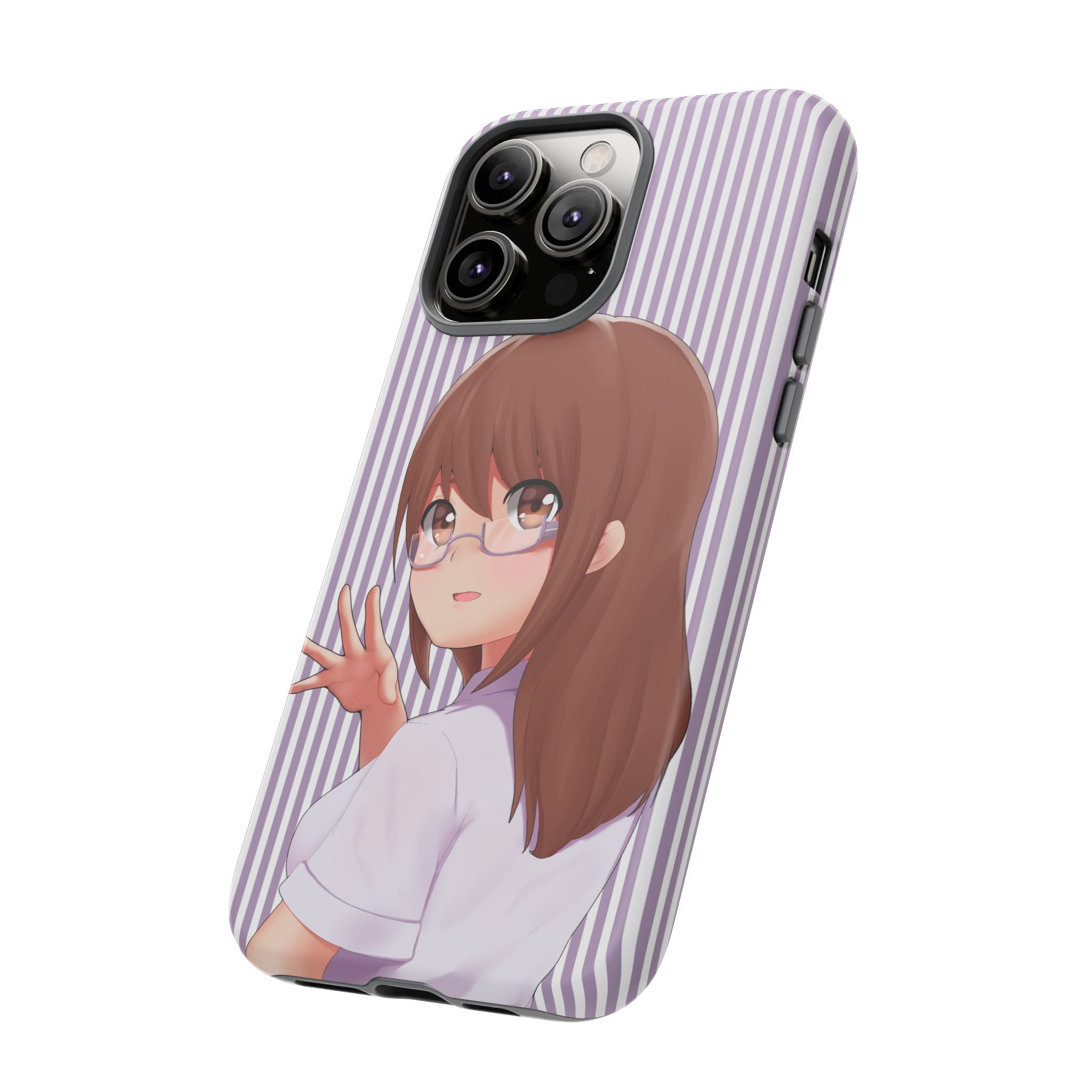 Galentines Day Striped lines mobile case, Glasses Anime Girl Stripe Iphone case | Tough Cases - Iphone, Samsung and Pixel Mobile cases