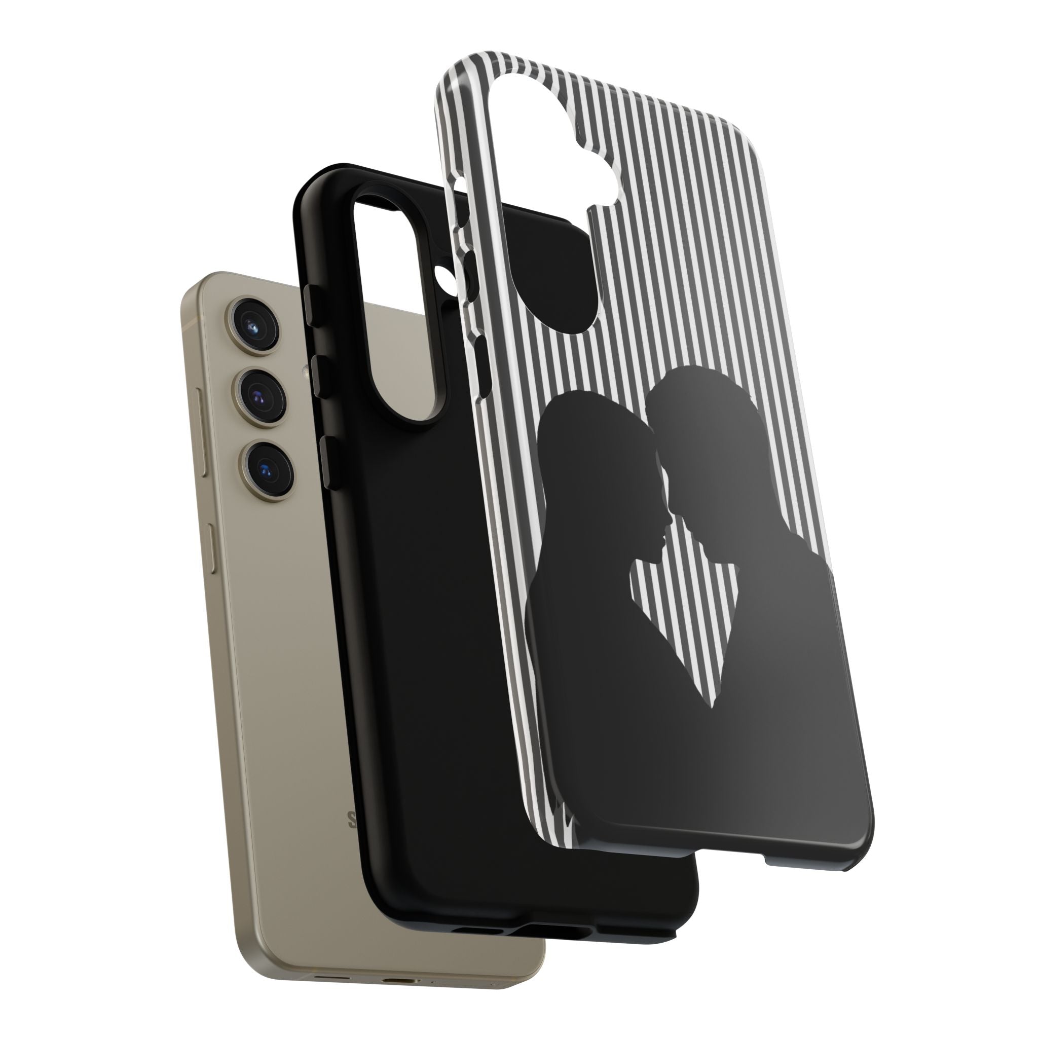 Silhouette Couple Phone Case | Galentines Day Striped Black and white phone case, Stripe Iphone case - Iphone, Samsung and Pixel Mobile case