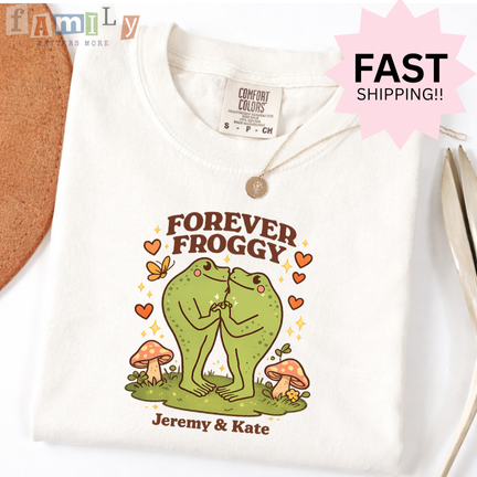 Custom Frog Couple Shirt | Forever Froggy T-Shirt | Personalized Names Tee | Cute Valentine Gift for Couples | Anniversary Shirt