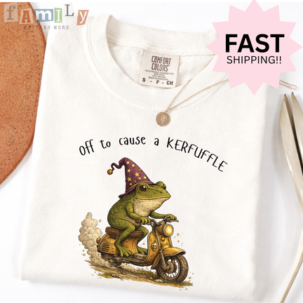 Off to Cause a Kerfuffle Frog Tshirt, Sarcastic Shirts, Funny Sayings, Adult Humor Shirt, Frog Meme Shirt, Mental Health Shirt, Funny Shirts