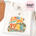 40th Birthday Retro Tshirt, 1986 Birthday Sweatshirt Gift, 40 Years Bday Number Hoodie for Women / Men, Forties Bday Tee For Wife Or Husband